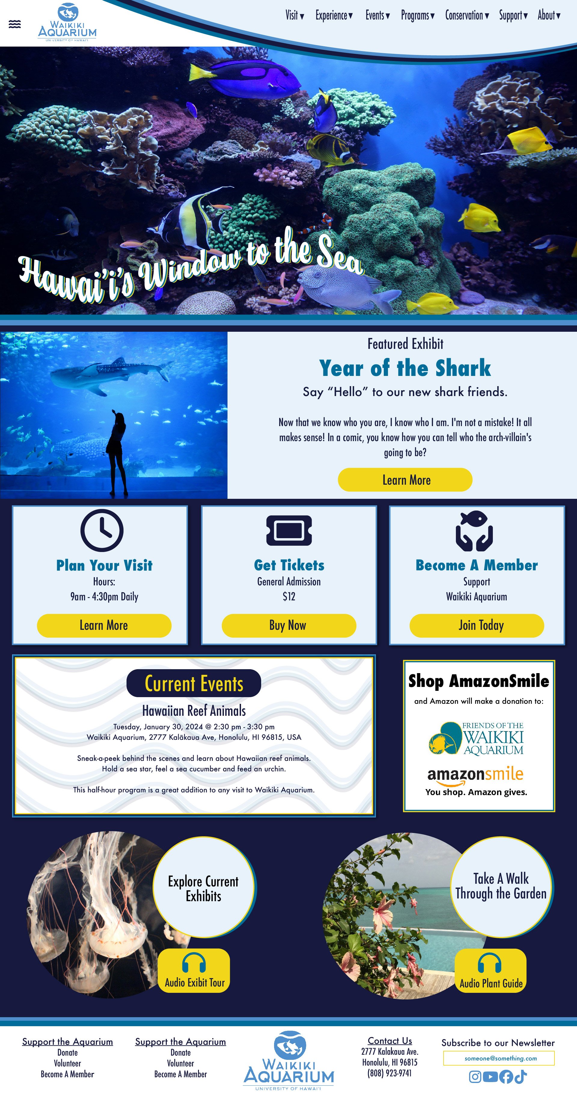 Waikiki Aquarium Homepage Redesign