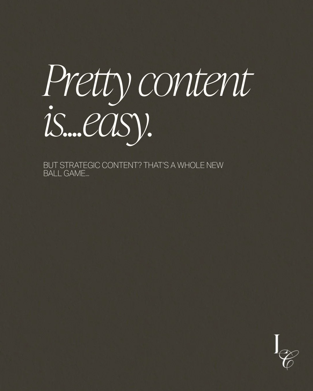 Pretty content is.... easy.

But strategic content? That&rsquo;s a whole new ball game. 

At Lee Creative, we don&rsquo;t show up just to &ldquo;keep the feed alive.&rdquo; We build brands from the inside out&mdash;with content that&rsquo;s rooted in