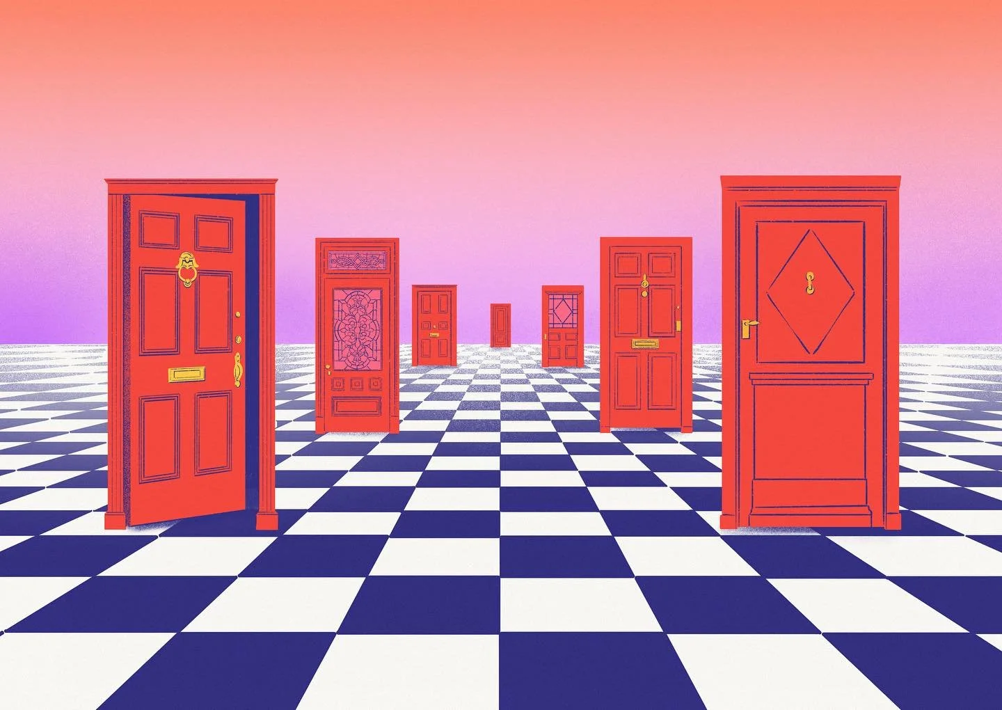 Each door is a choice. Each choice, a different path in life. #illustration #oniric #surrealartist @annagoodsonillustration