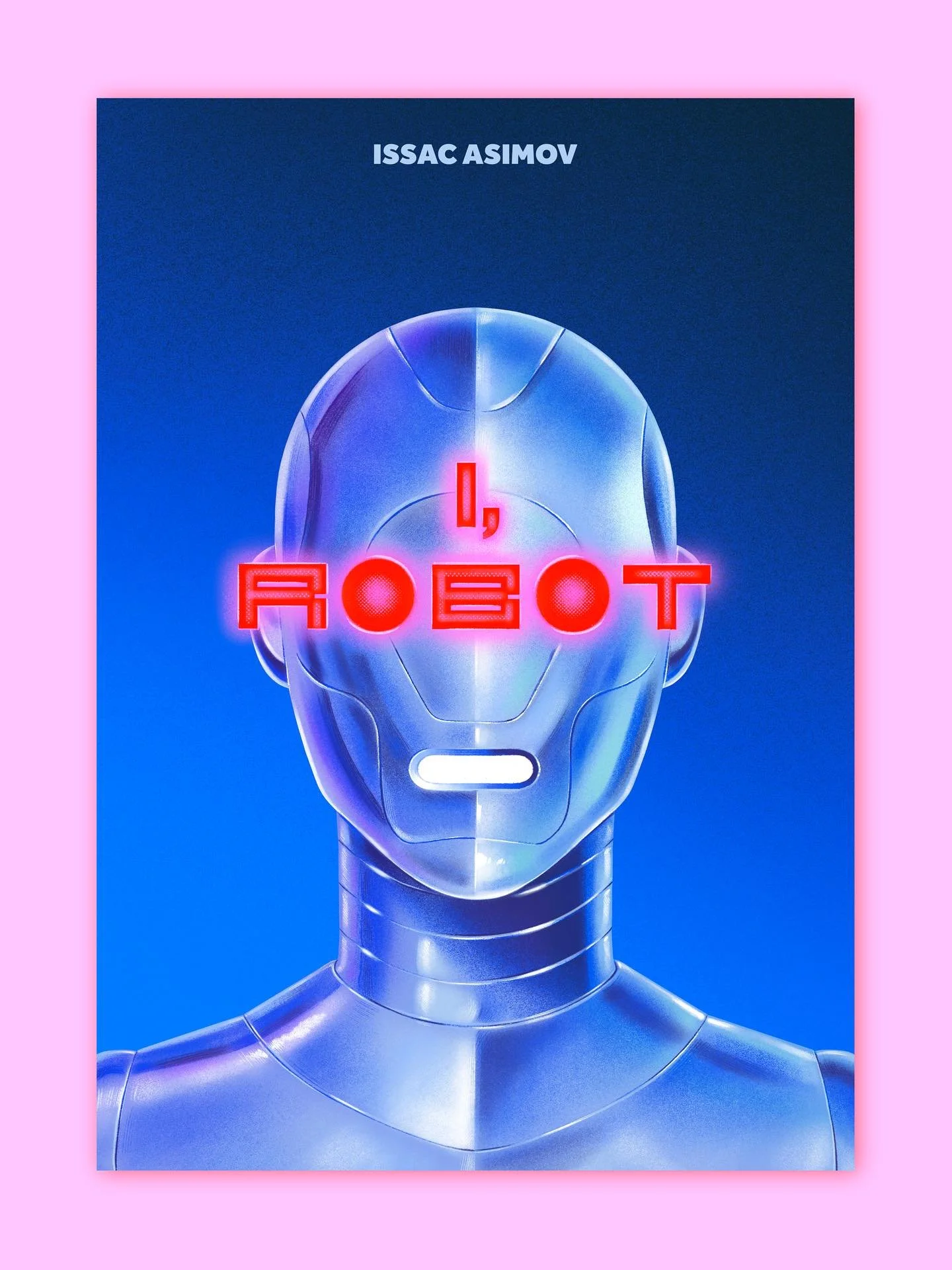 Fictional book cover project for I, Robot by Isaac Asimov, created during my online master at @labasad_design under the creative direction of @birgitpalma . For this piece, I chose to dive into a retro-futuristic aesthetic inspired by the 1980s. Hope