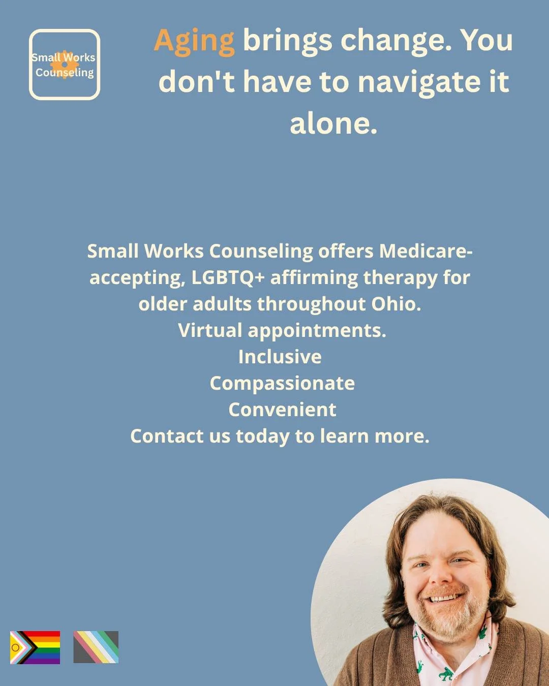 #olderadults 
#HealthyAging
#MedicareAccepted
#VirtualTherapy
#OhioTherapist
#OhioMentalHealth
#counselingservices #AgingWithPride #LifeTransitions