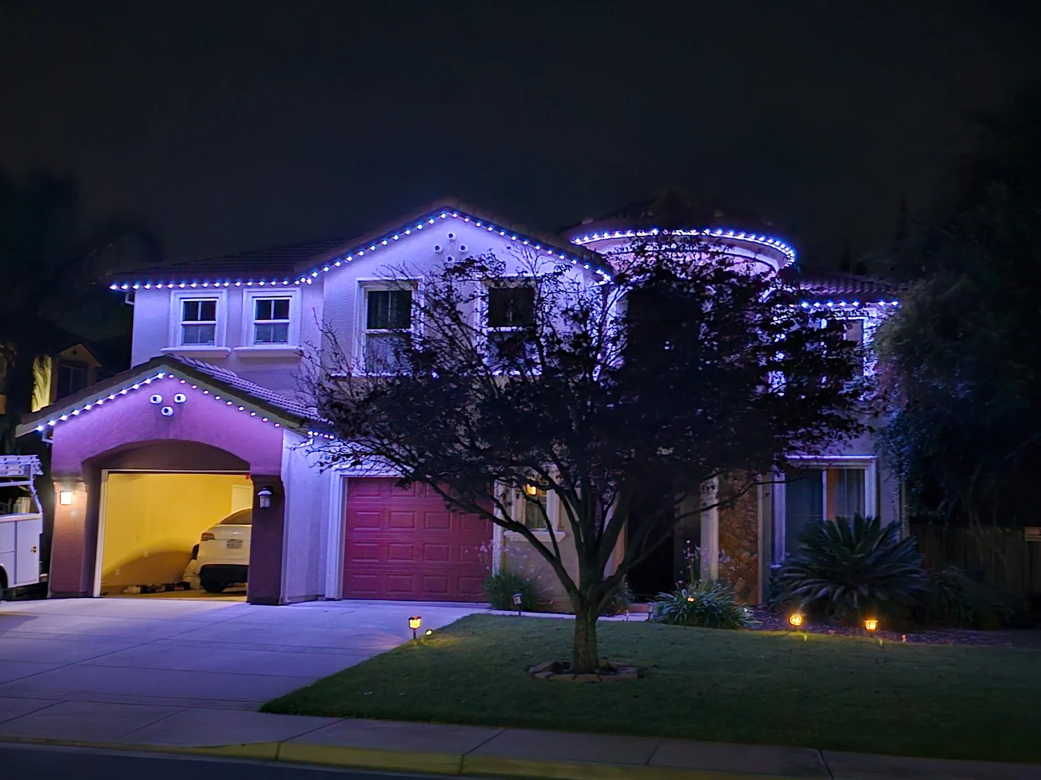 "Permanent eave lighting in Galt"