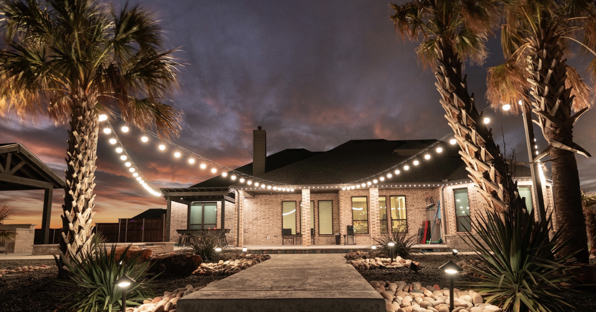 Permanent outdoor lighting installation on home in Rancho Cordova
