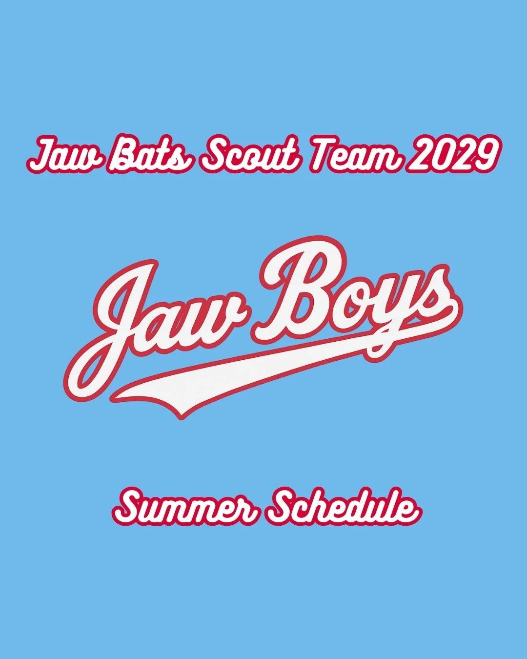 First schedule announcement on the agenda!

Jaw Bats Scout Team 2029,

This schedule will be a balance between pushing our players against great competition as well as developing them and teaching them how to handle adversity. But also continuing to 
