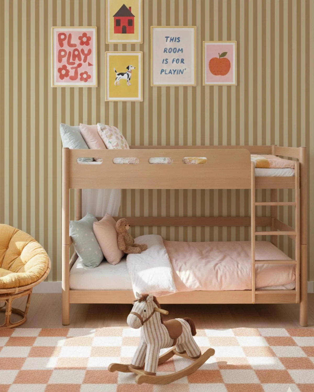 Wellington Flat White Stripe Bunk Bed..jpg