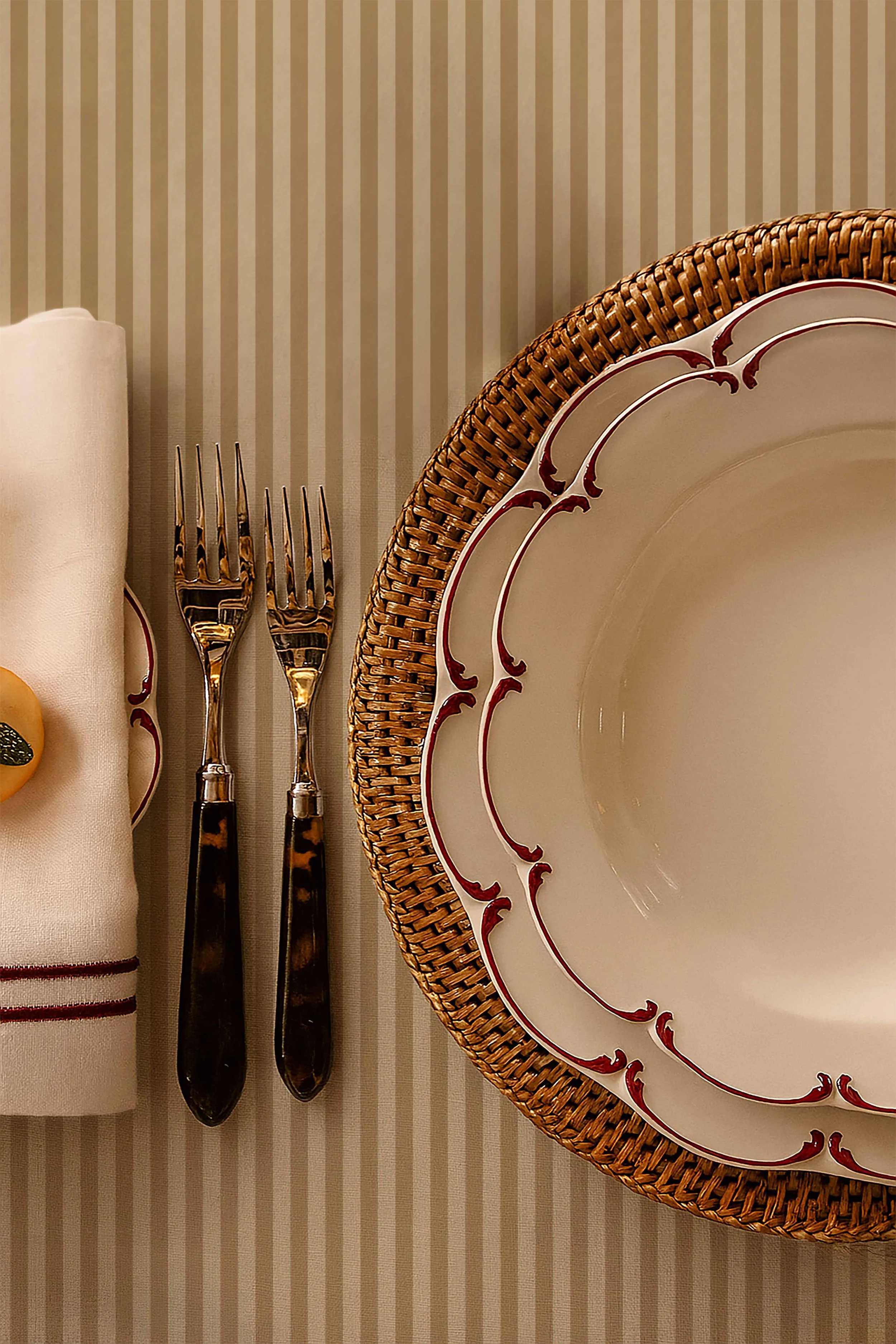 Cuba Street Coffee Stripe Table Linen..jpg