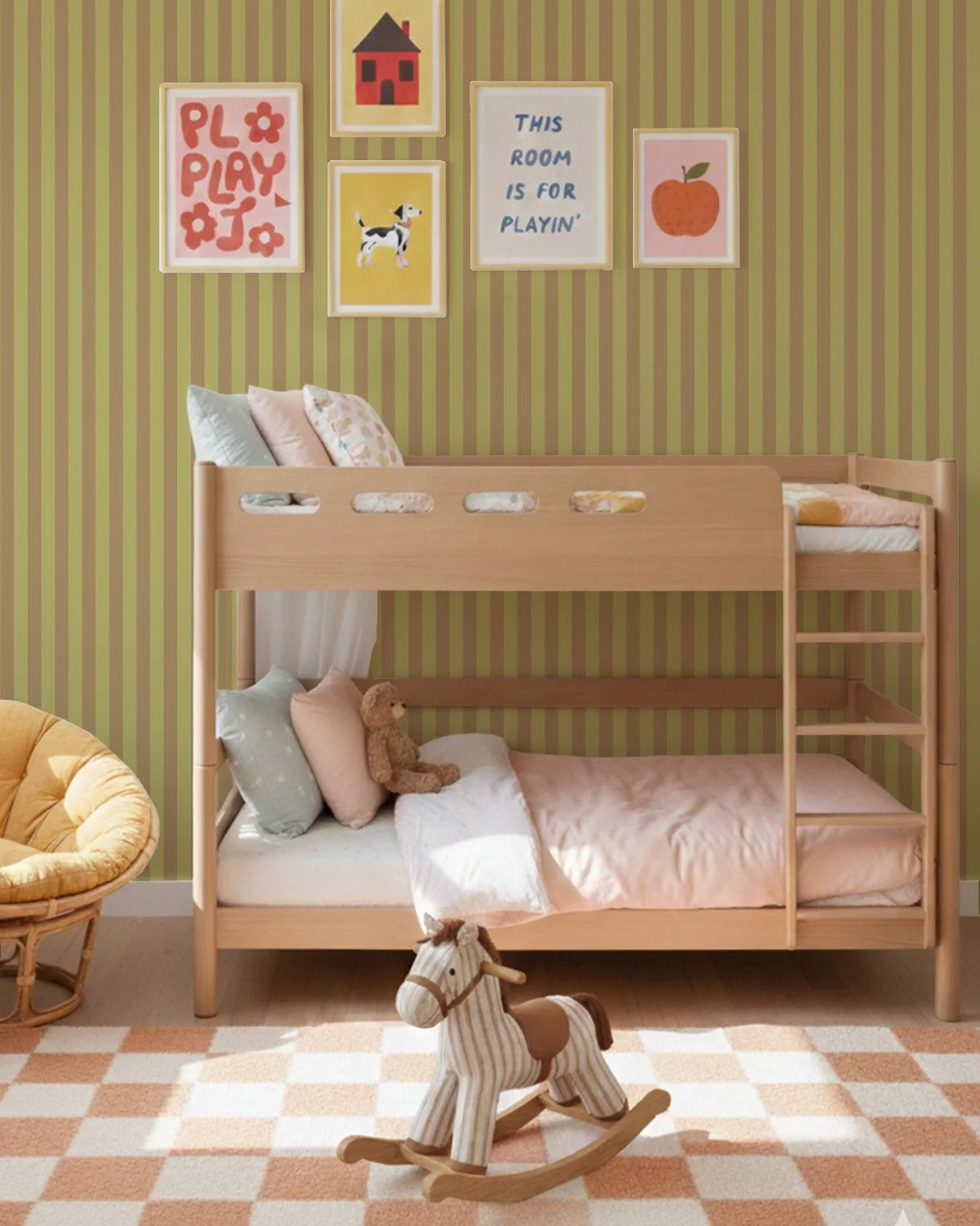 Dunedin Choc Lime Stripe Bunk Bed..jpg