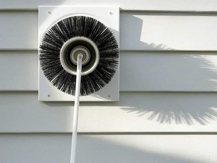 Dryer vent brush cleaning an exterior vent on a Cape Cod home.