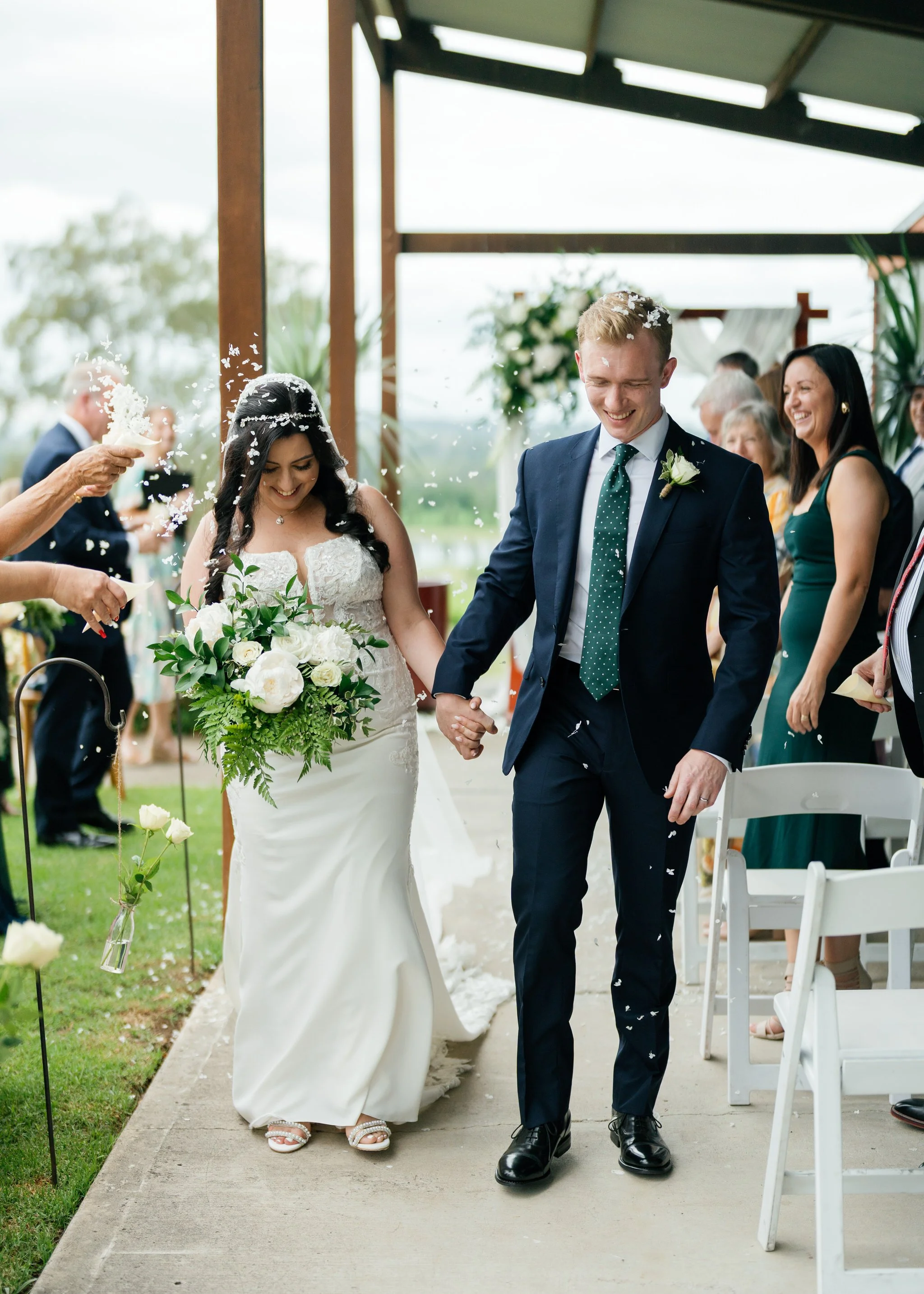 Petal Toss Exit – Hunter Valley Wedding at Estate Tuscany