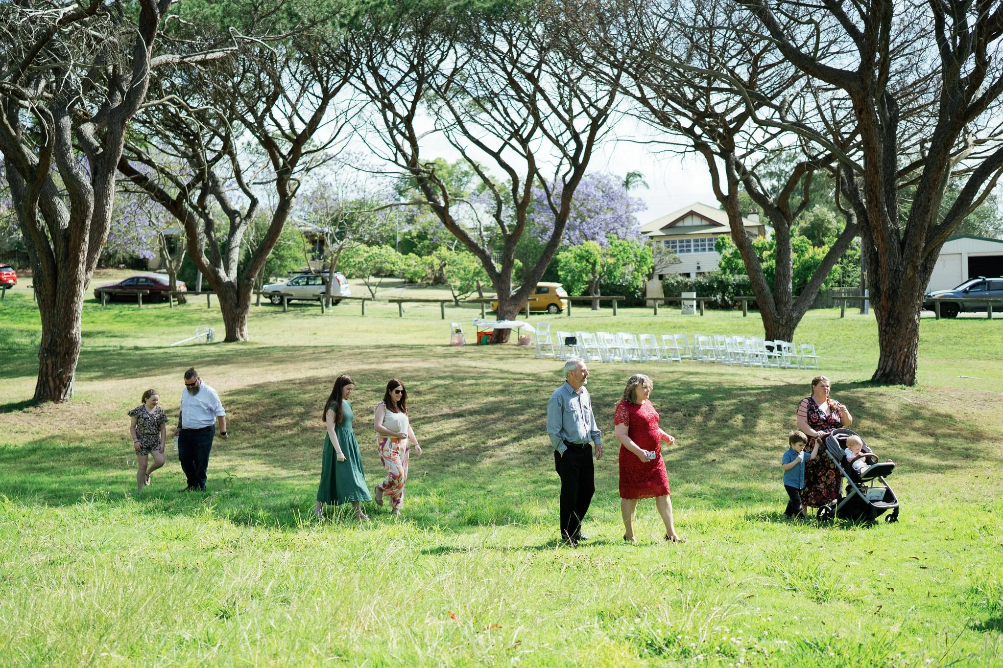 Guests Leaving Outdoor Ceremony - Stockade Hill Heritage Park Wedding