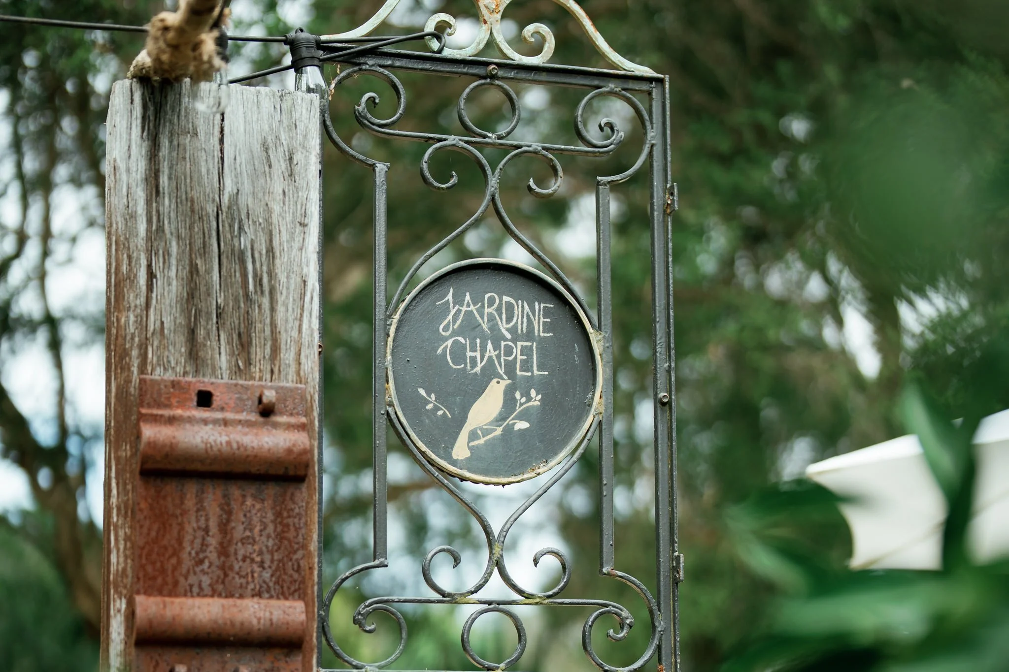 Jardine Chapel sign at Kangy Gardens wedding venue – Hunter Valley