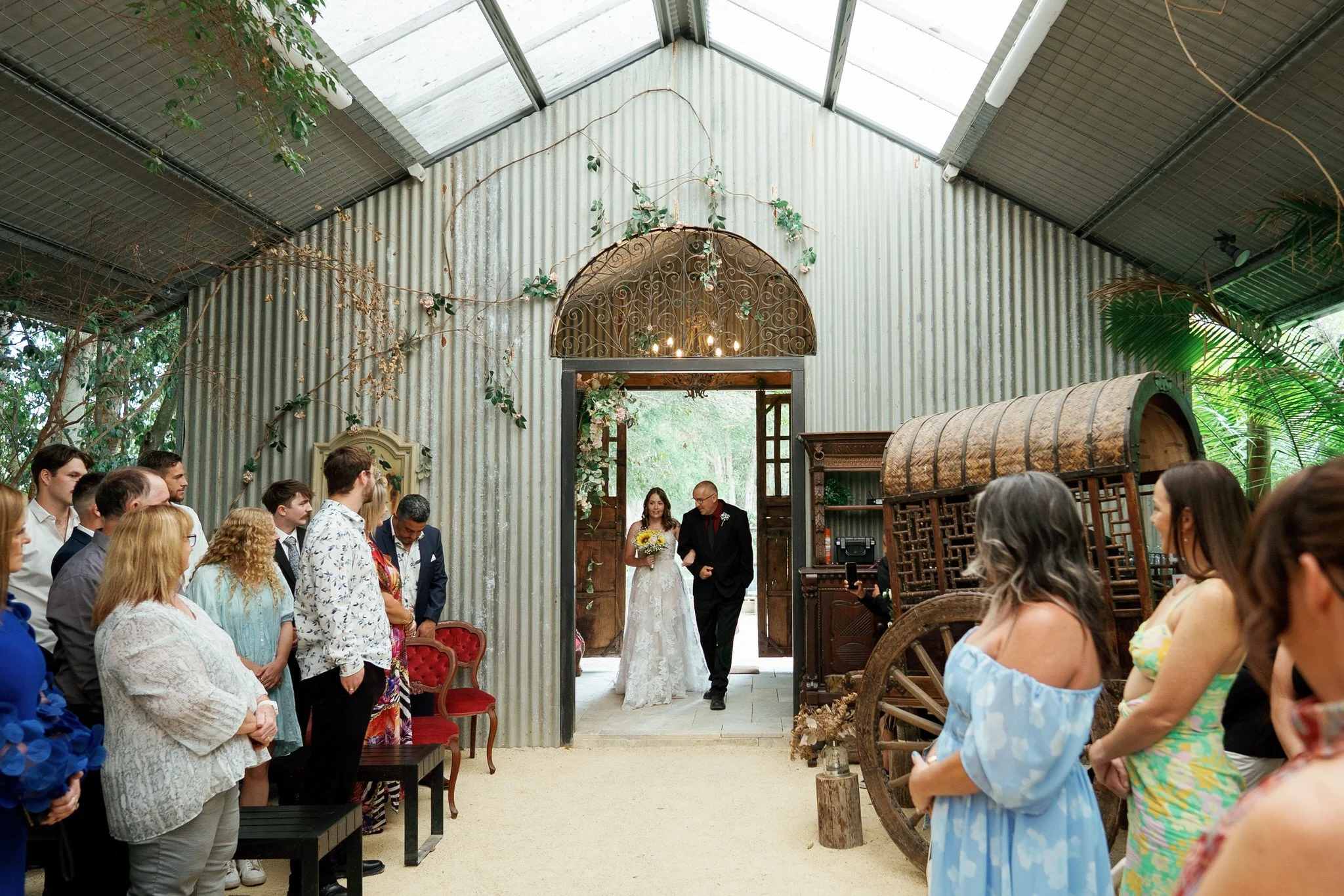 Bride Entering Wedding Ceremony at Jardine Chapel Kangy Gardens | Hunter Valley Wedding Photographer
