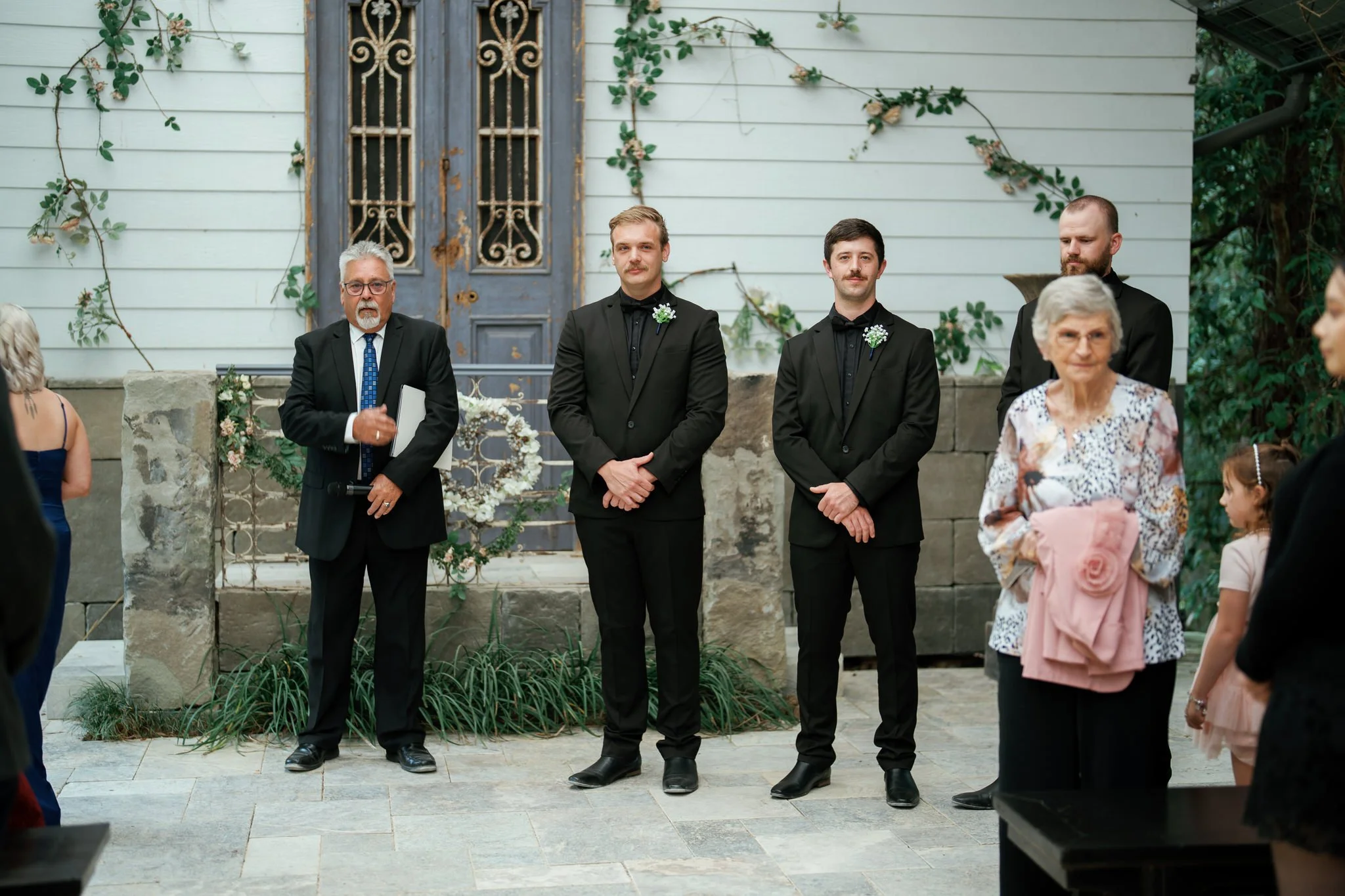 Bride Smiling with Father Before Wedding Ceremony at Kangy Gardens