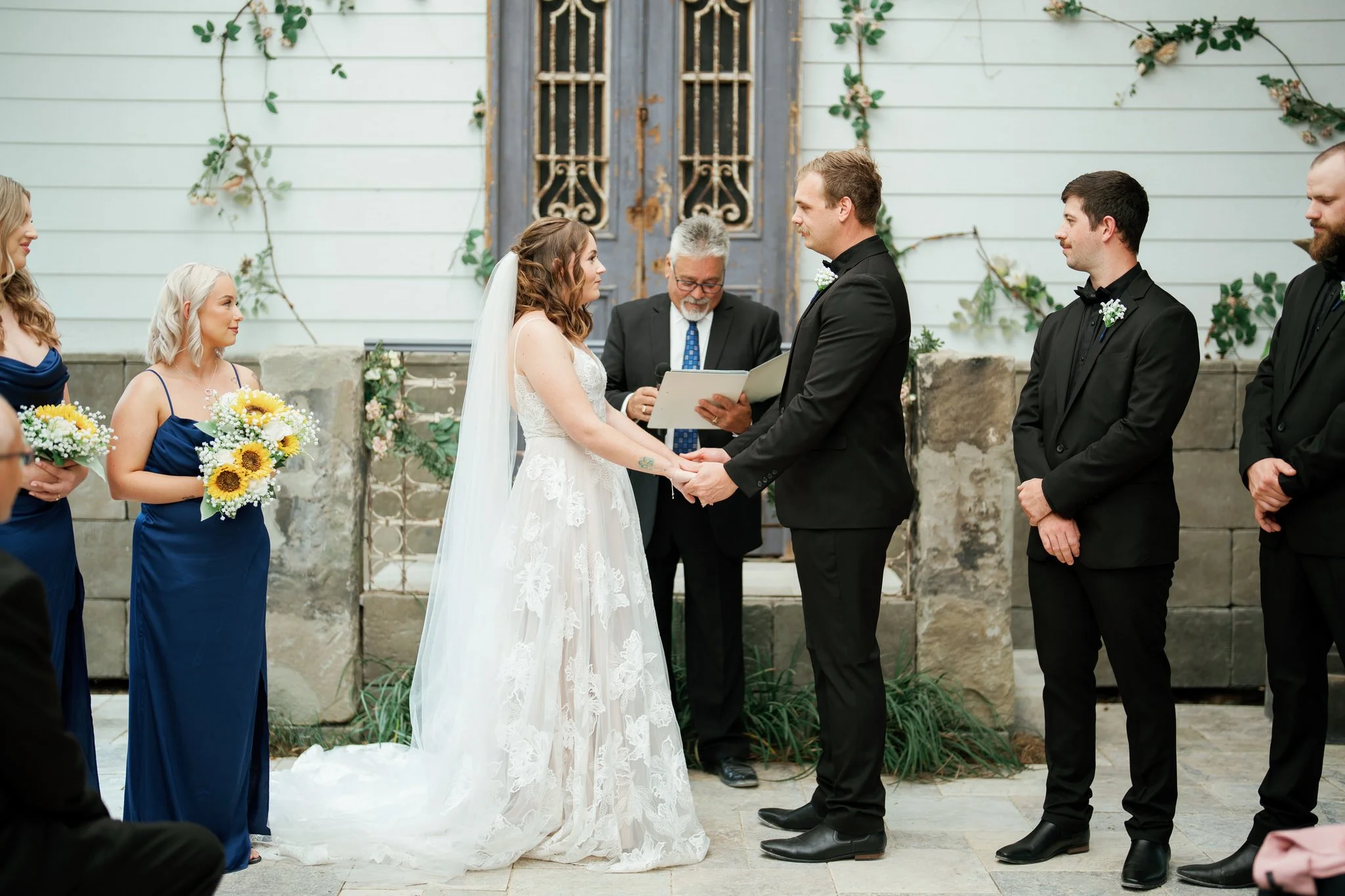 Sunflower Bridesmaids and Bride Smiling at Kangy Gardens Wedding – Kangy Gardens Wedding Photographer