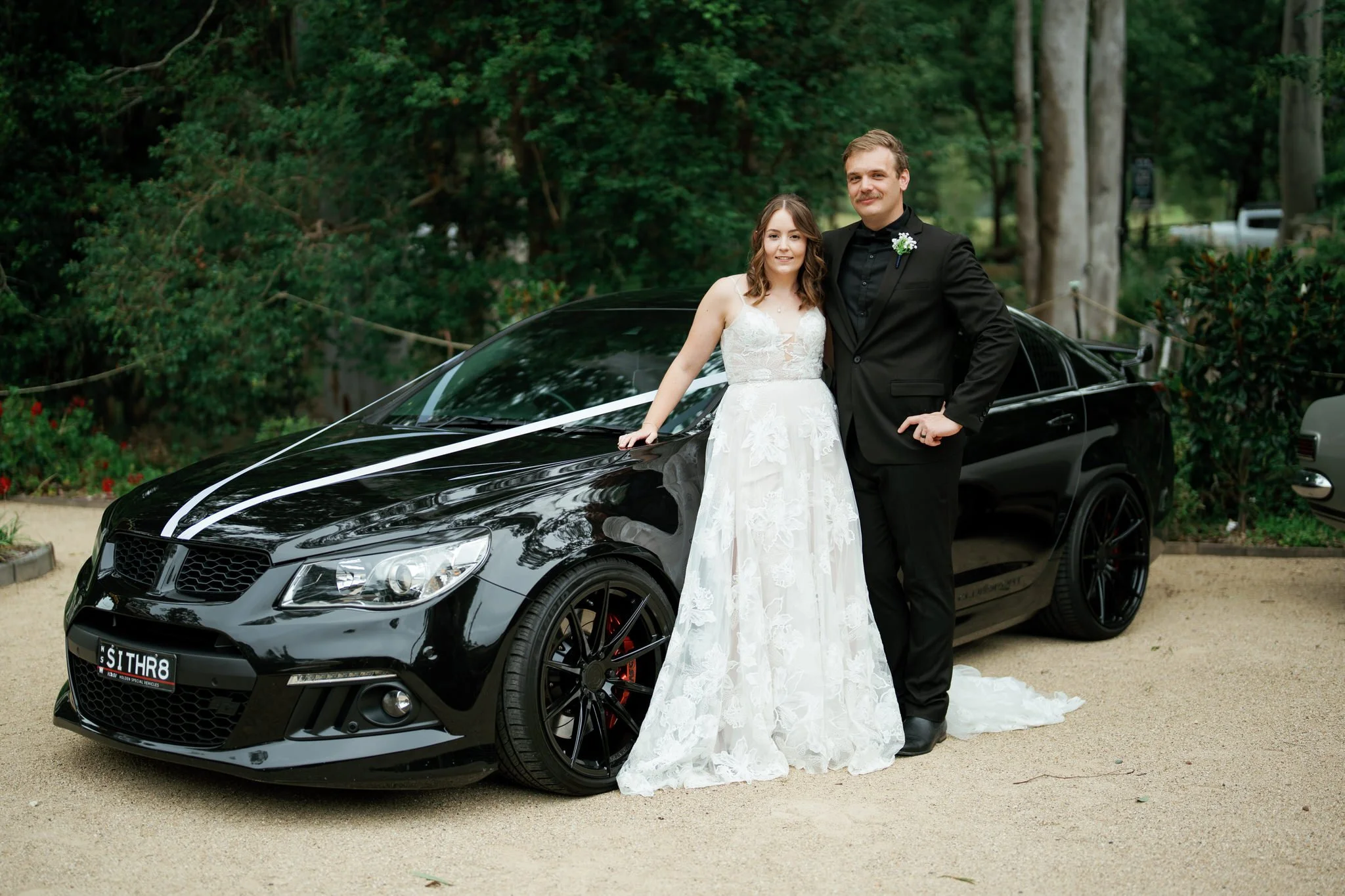 Bride and Groom Wedding Portrait with Black HSV at Kangy Gardens