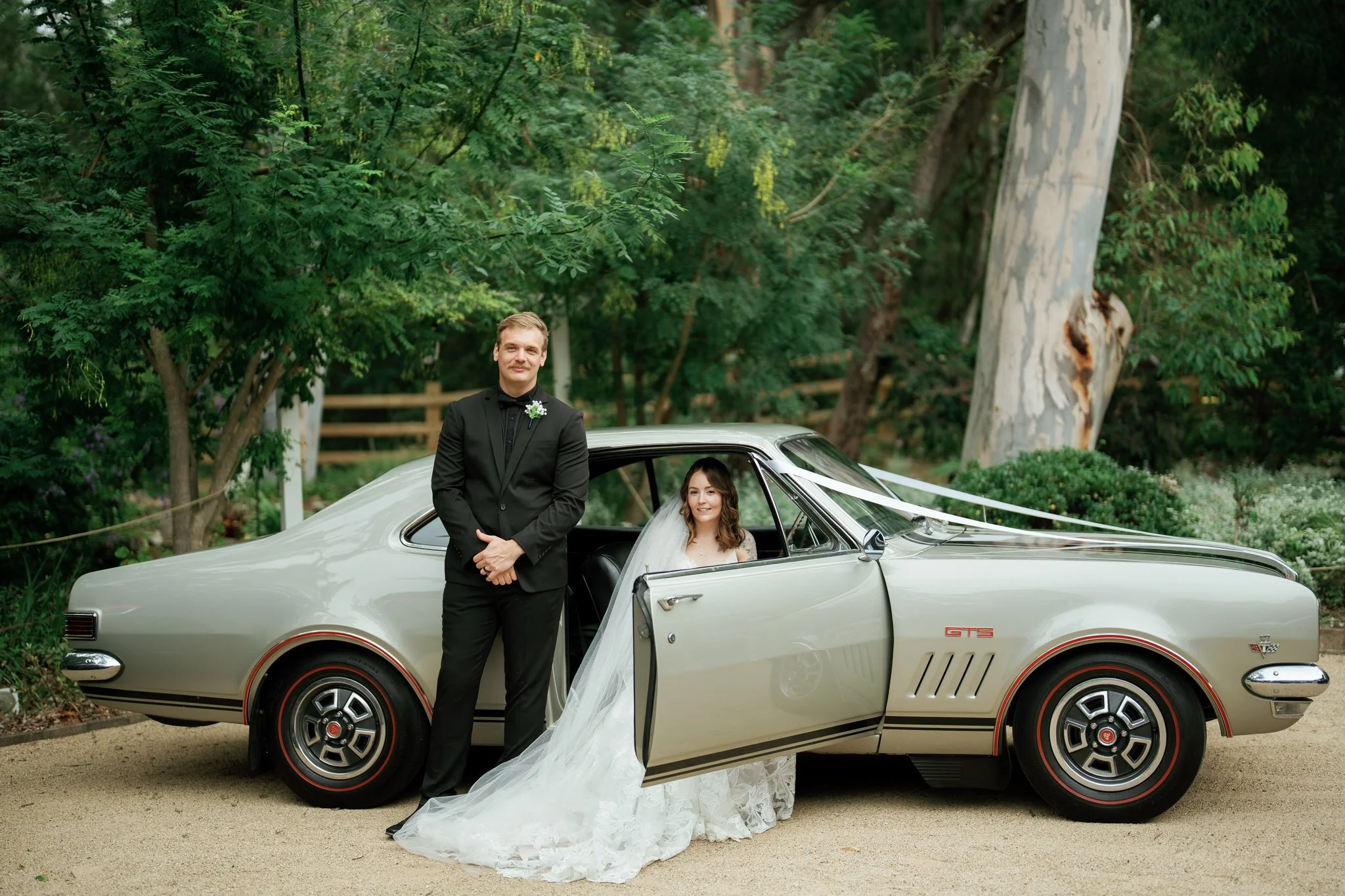 Couple Portrait with Vintage Holden Monaro at Kangy Gardens