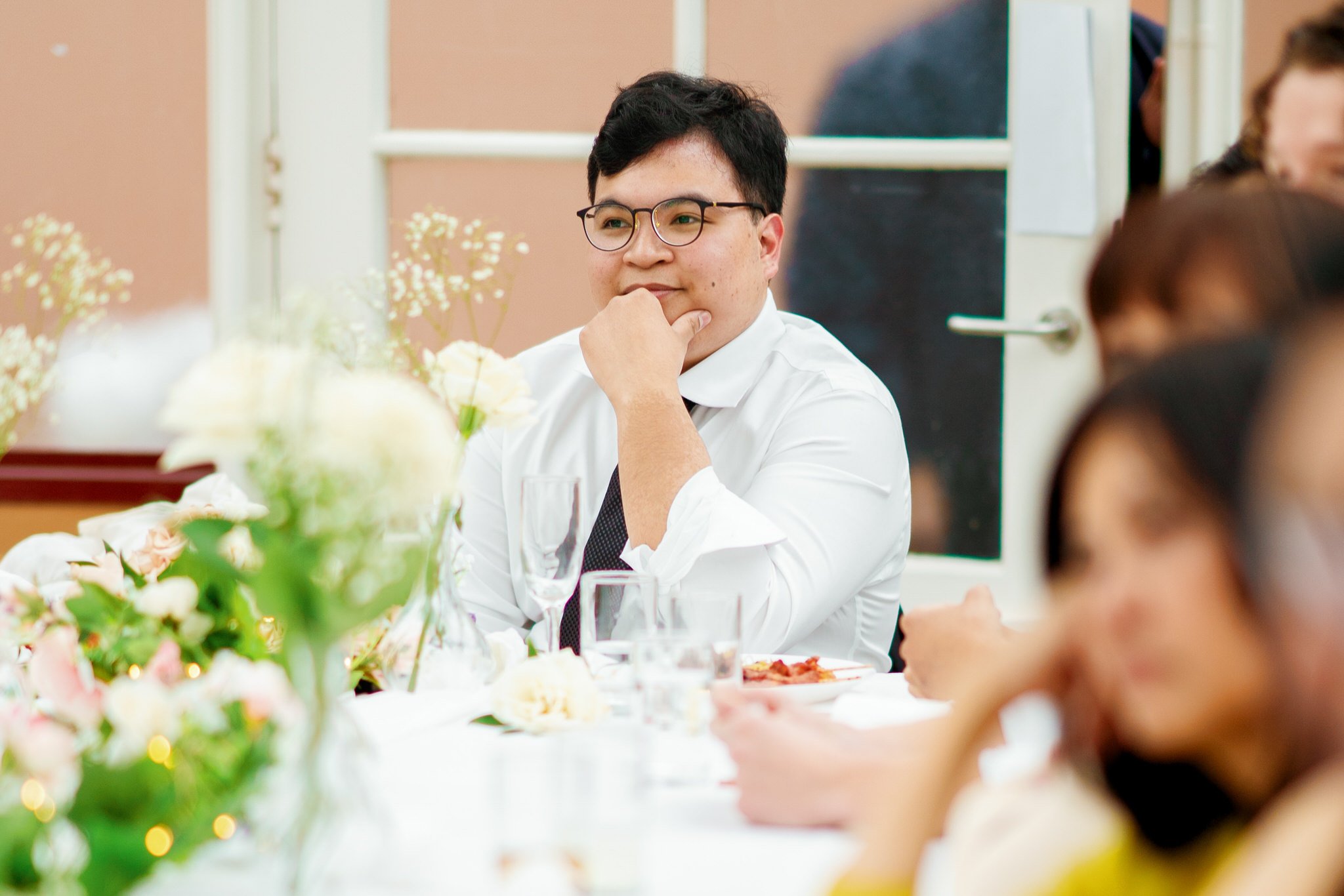 Groom Listening to Speeches – Palm House Reception Botanic Garden