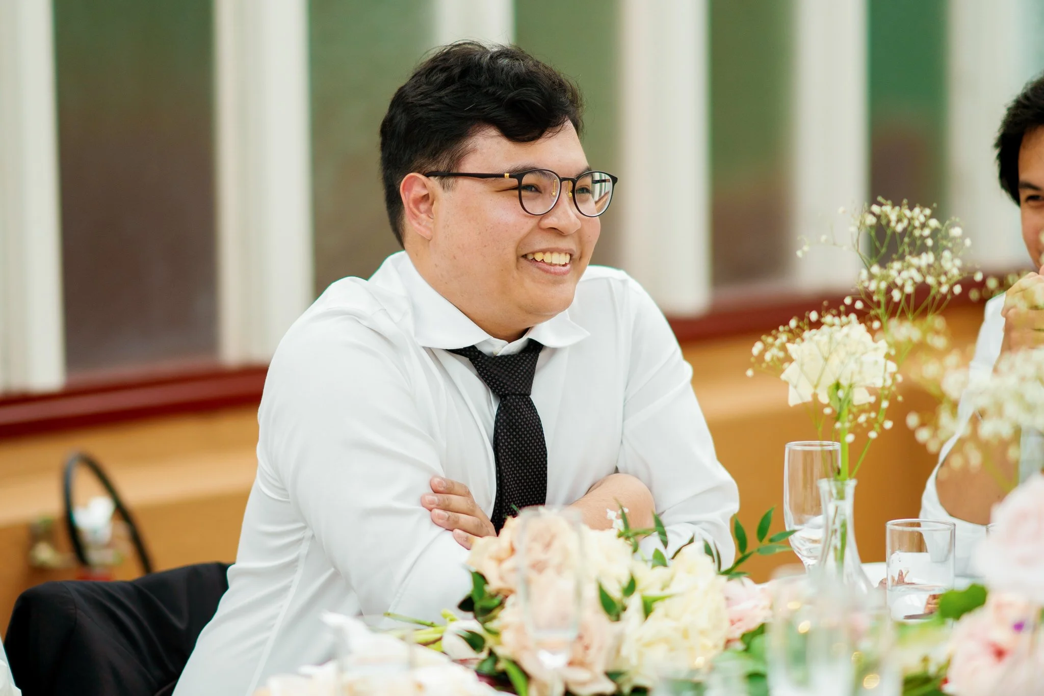 Smiling Wedding Guest at Palm House Botanic Garden Sydney Reception