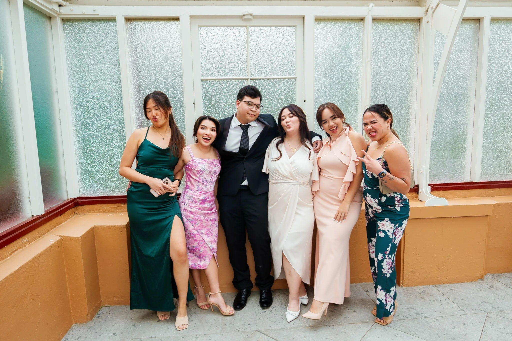 Bride and Bridesmaids Group Photo Palm House Wedding Reception Sydney