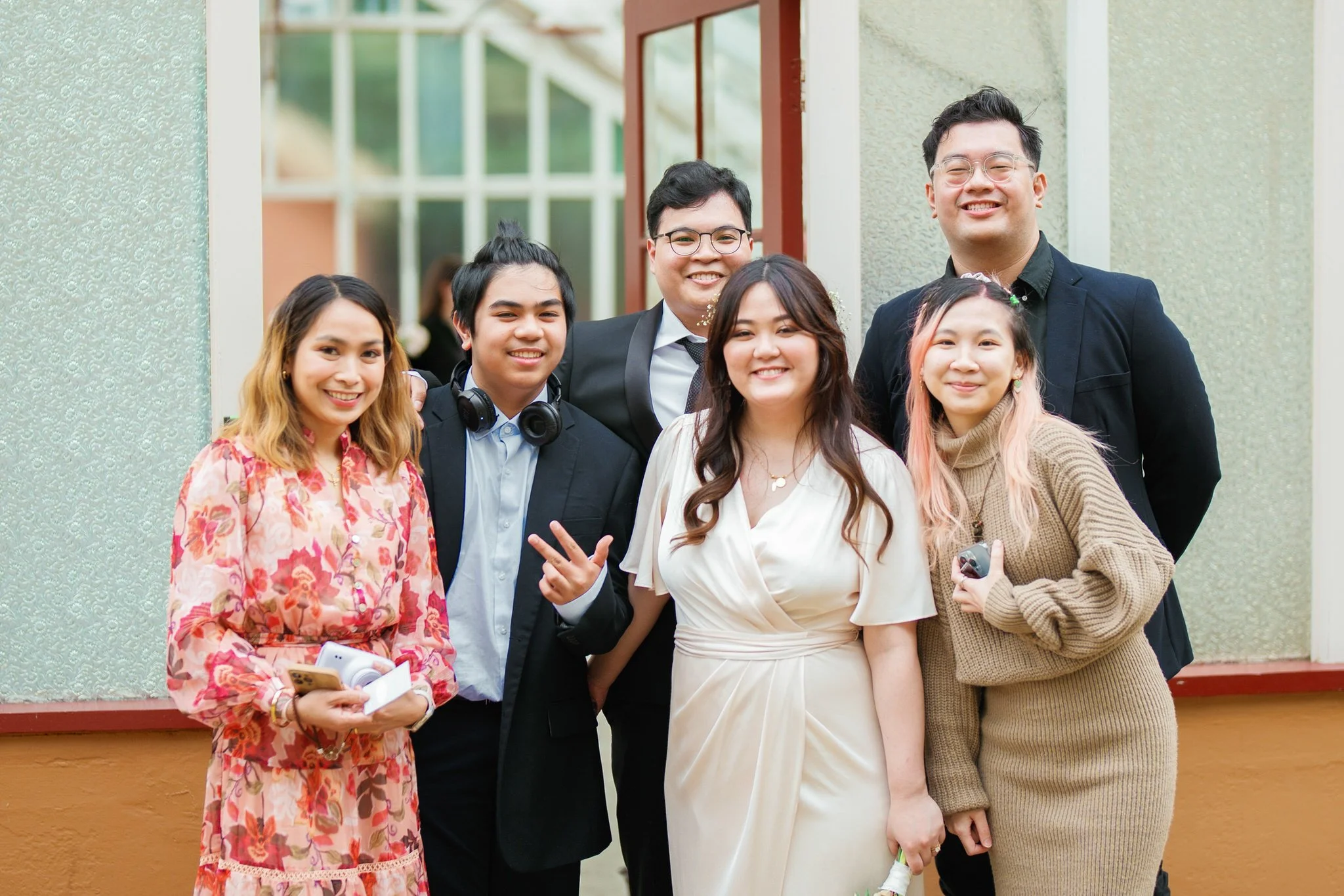 Fun bridal party photo at Palm House, Royal Botanic Garden Sydney wedding