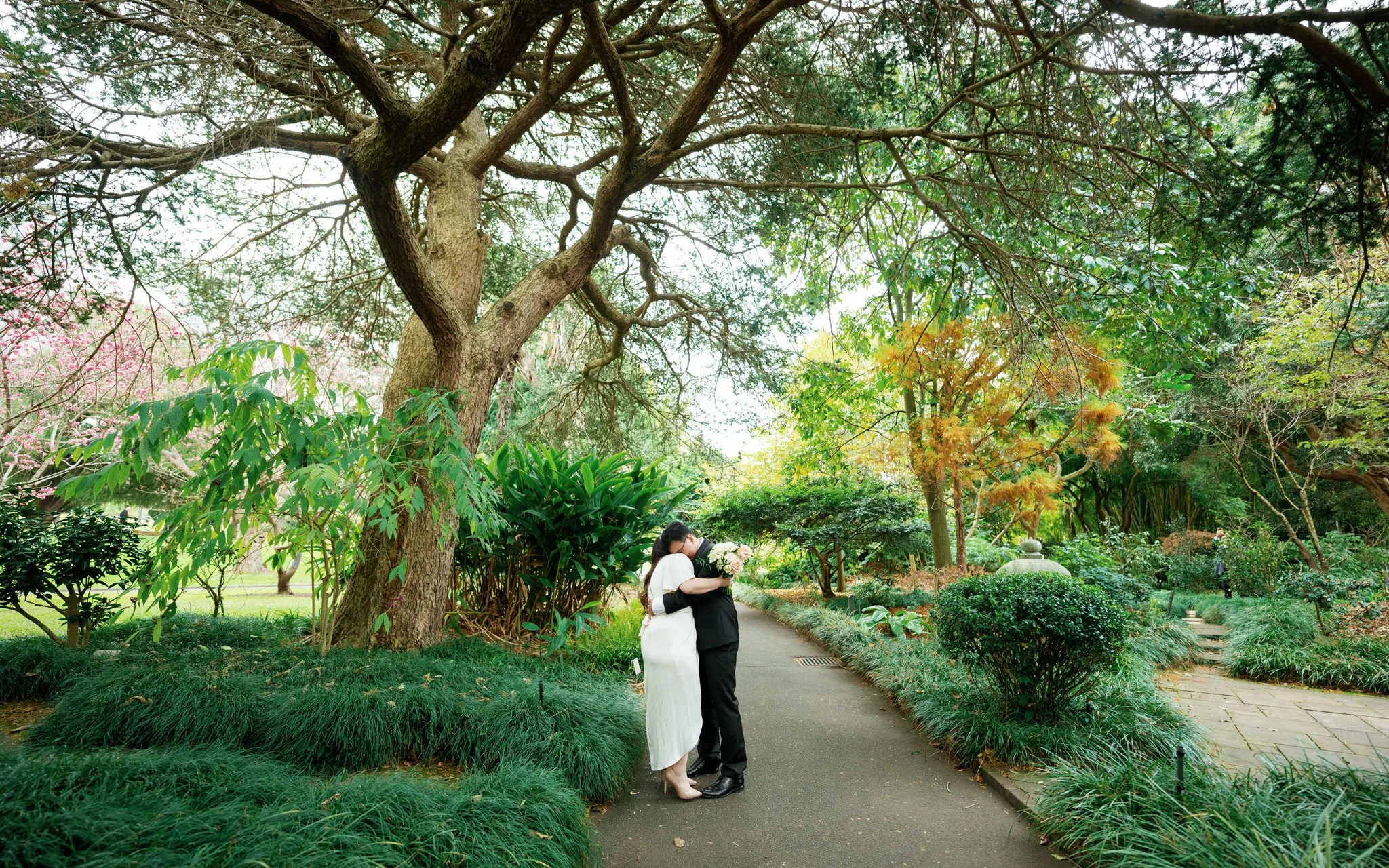 Hunter Valley Wedding Photographer Captures Candid First Look at Botanic Garden of Sydney Palm House