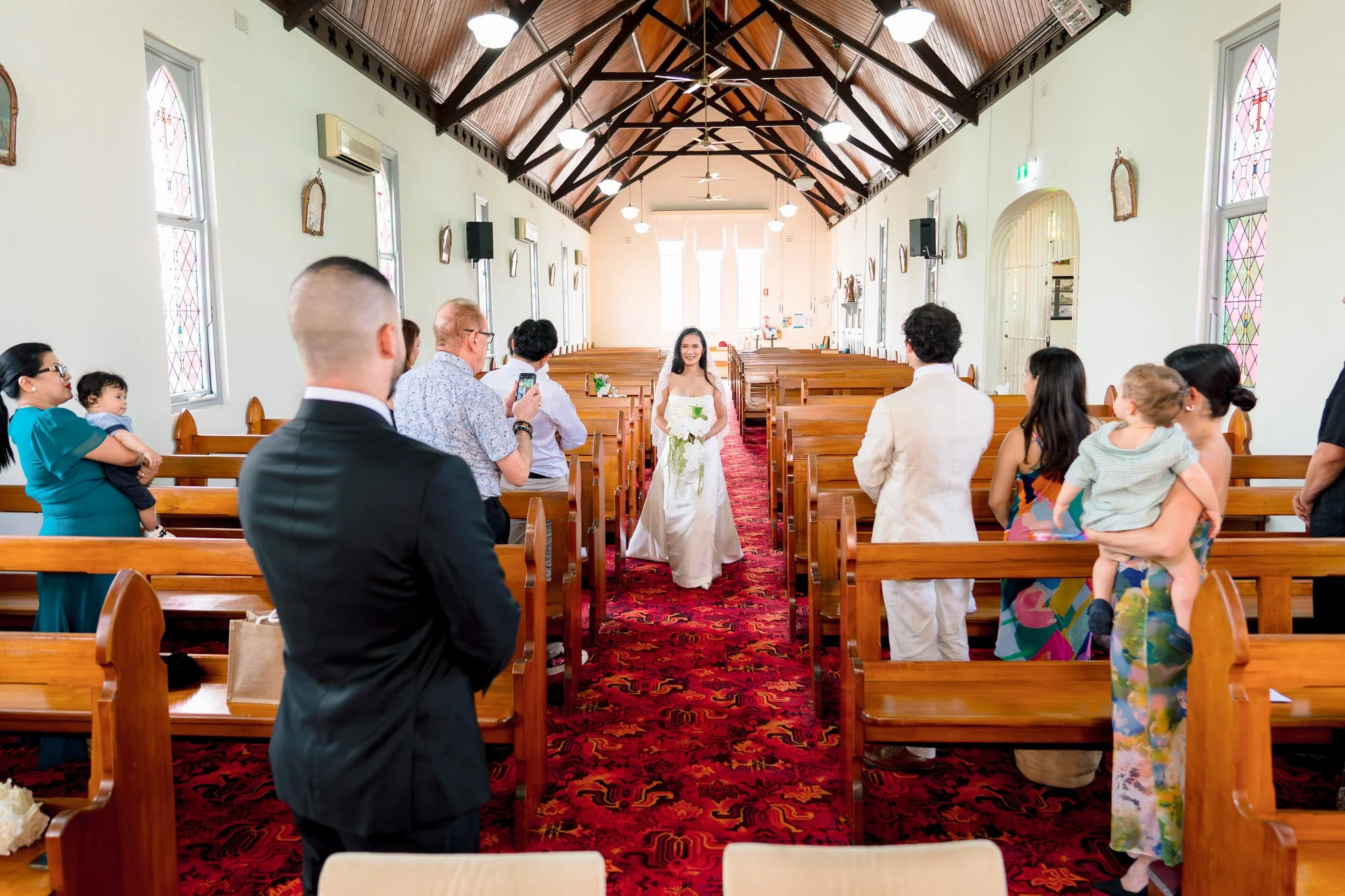 Bride walking down the aisle