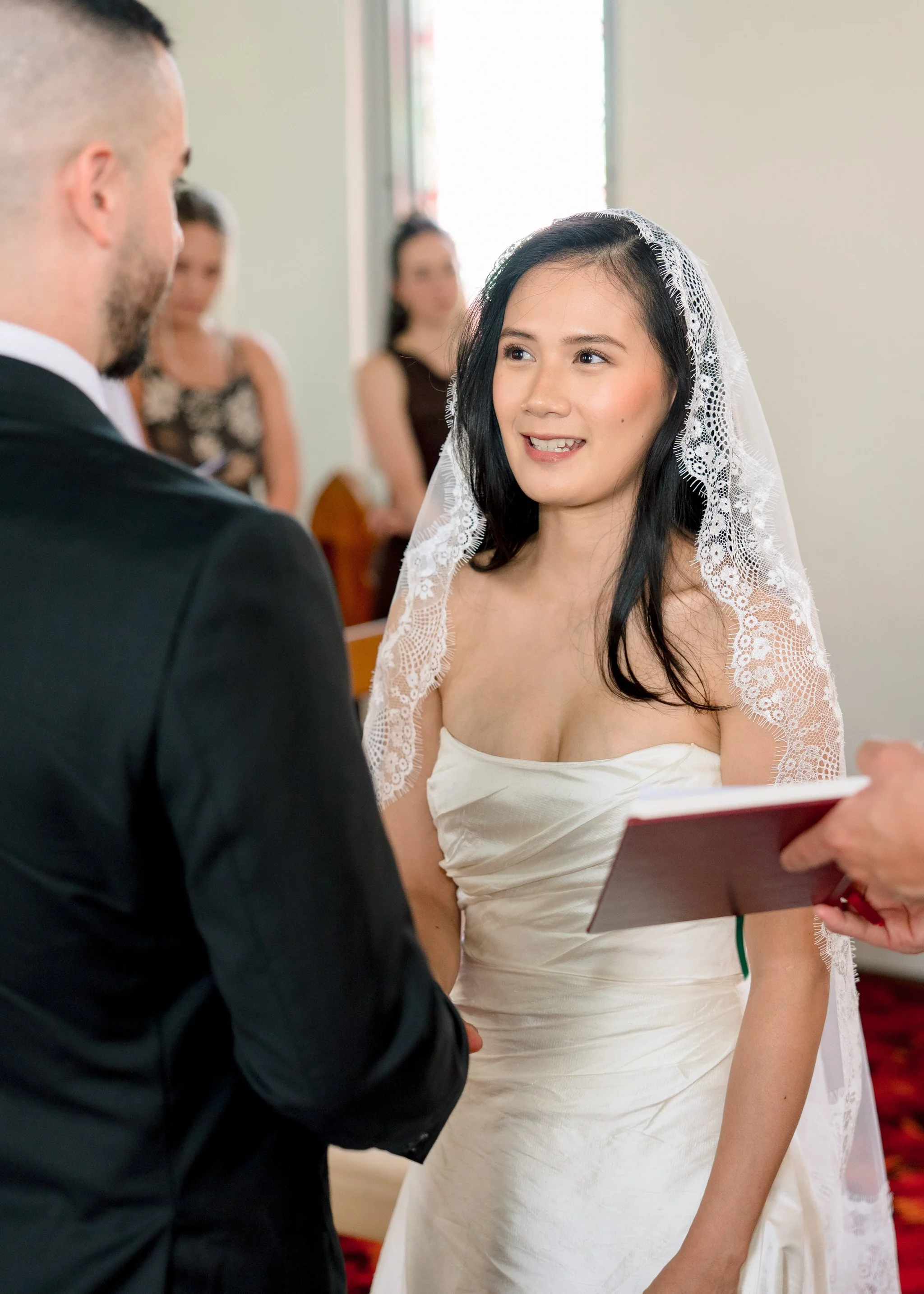 Bride during wedding vows