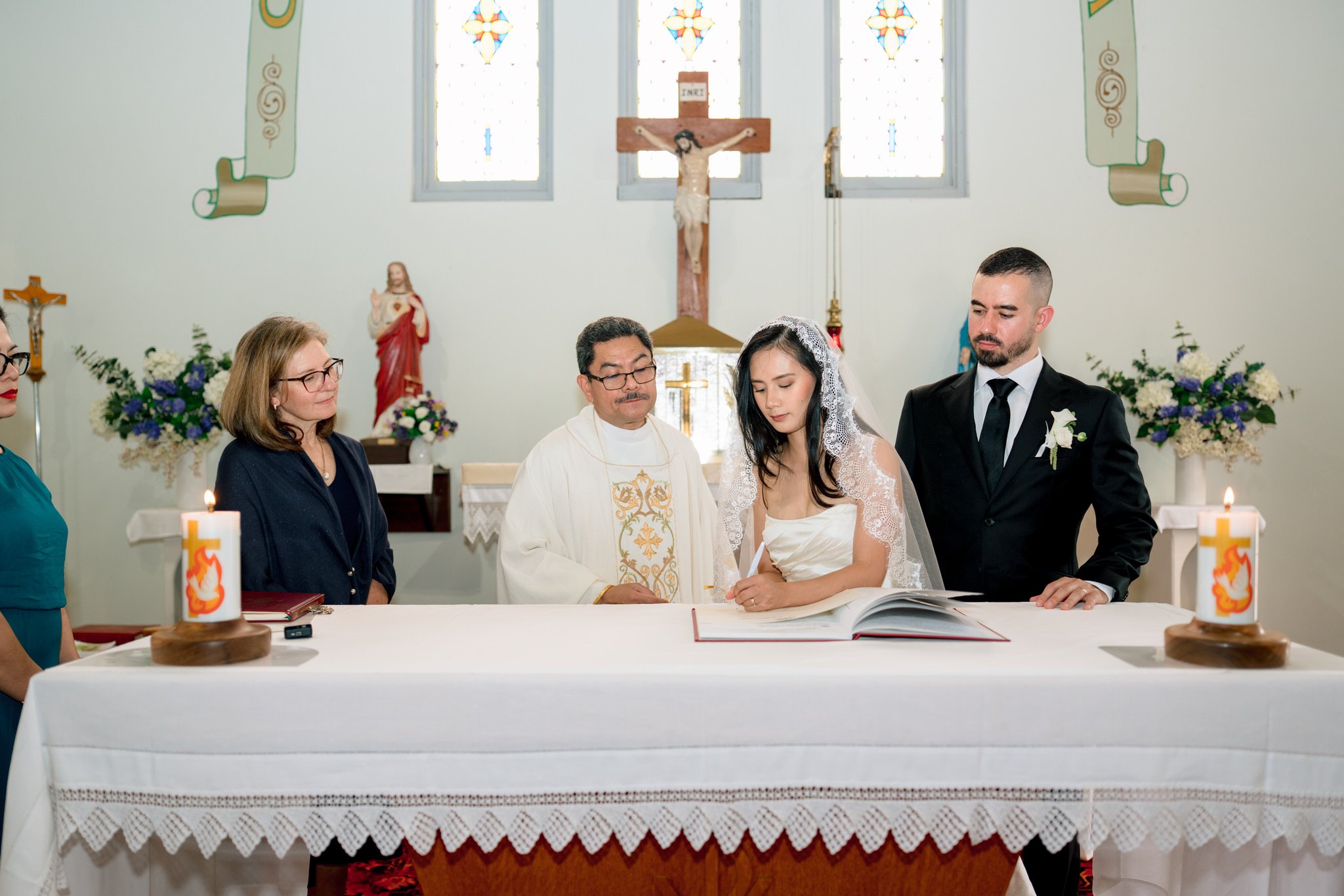 St Cecilias Wyong wedding register signing