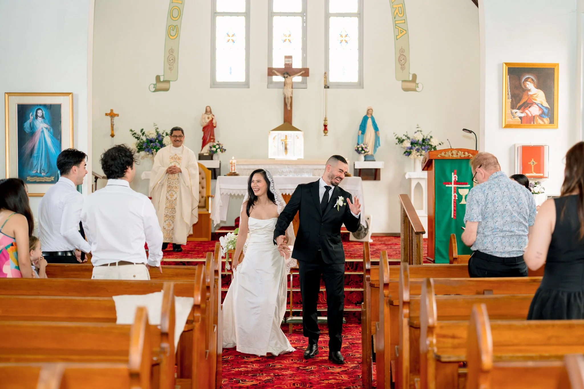 St Cecilias Wyong wedding recessional walk