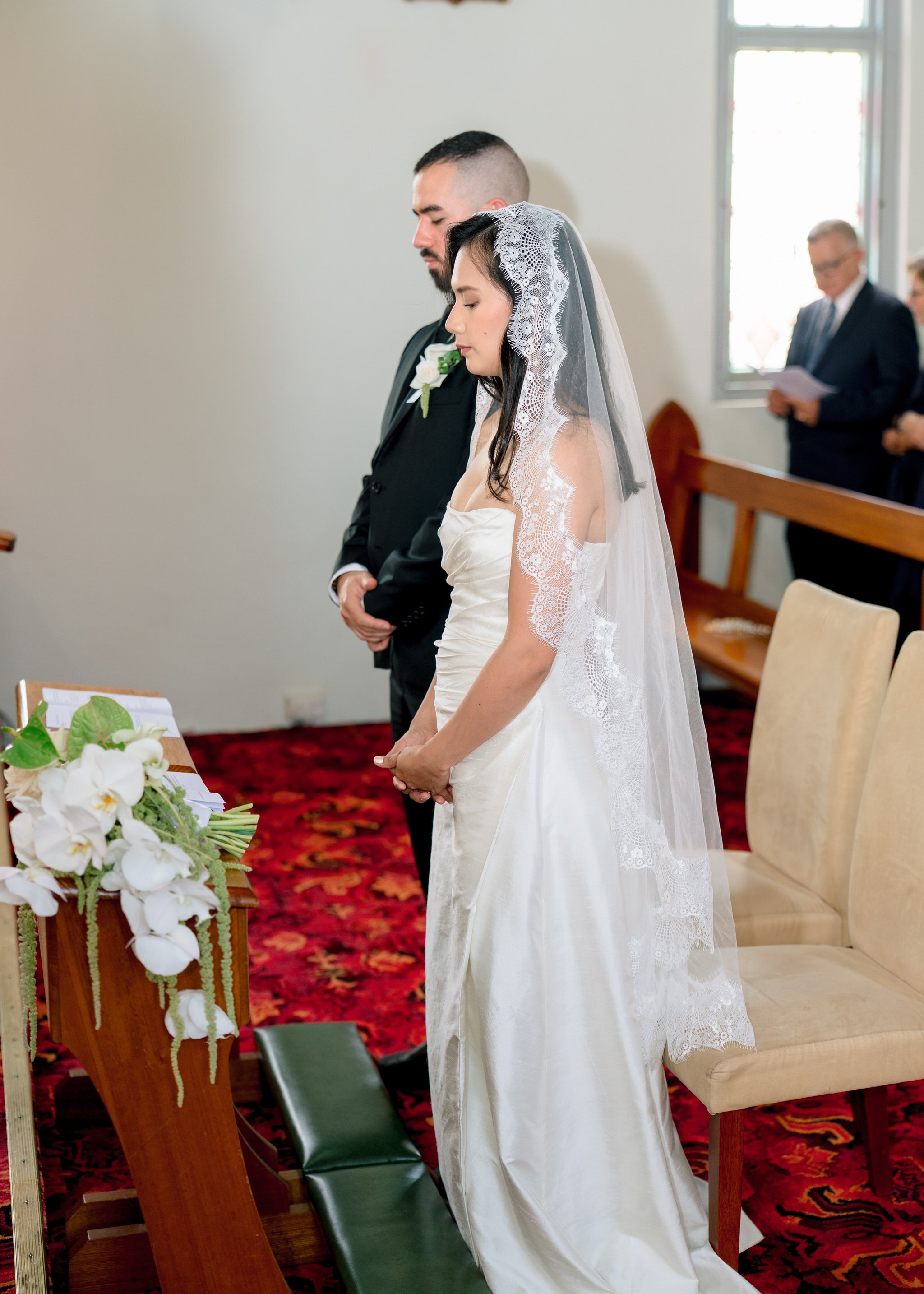 St Cecilias Wyong wedding ceremony kneeler
