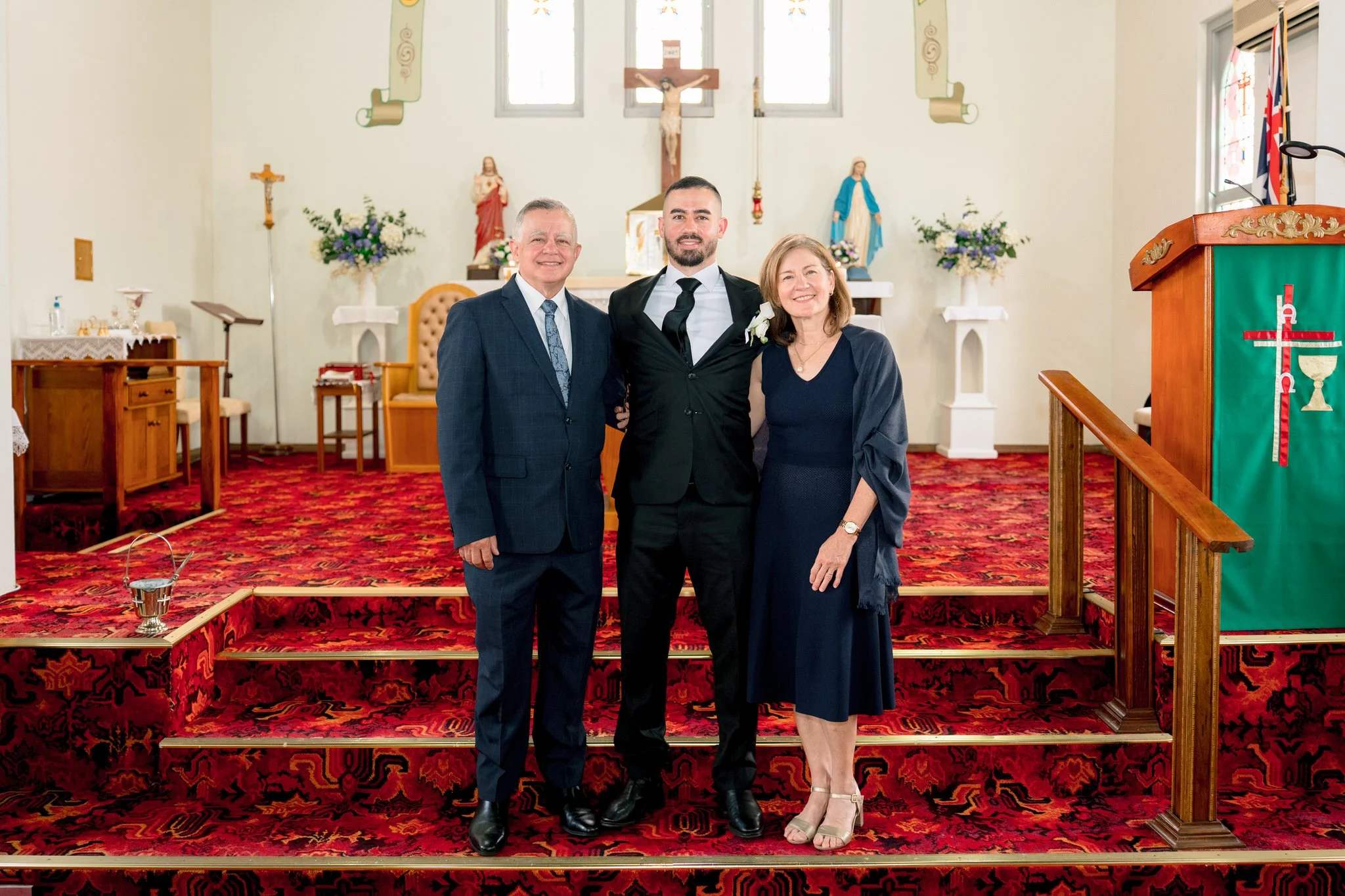 Groom family portrait St Cecilia’s Church Wyong
