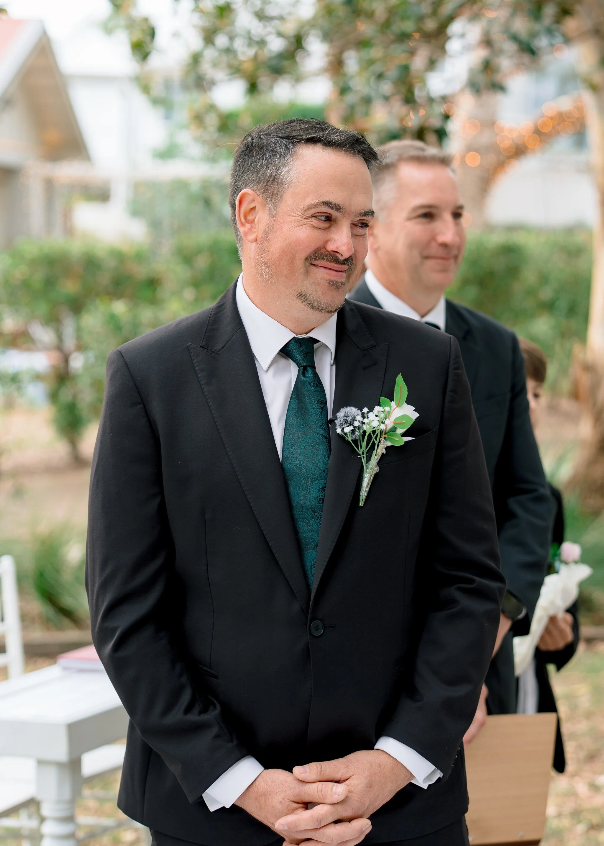 Groom waiting at wedding ceremony