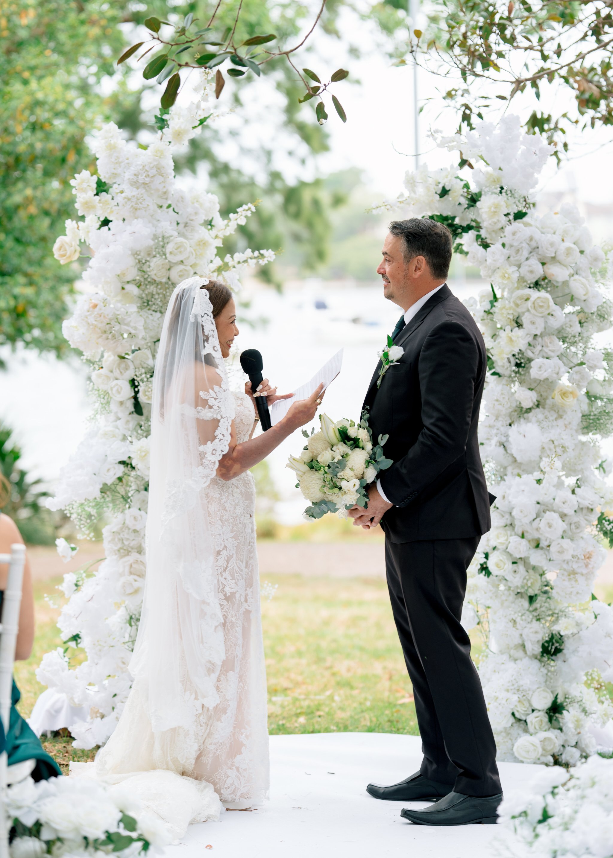 Angelo’s Cabarita wedding vow exchange