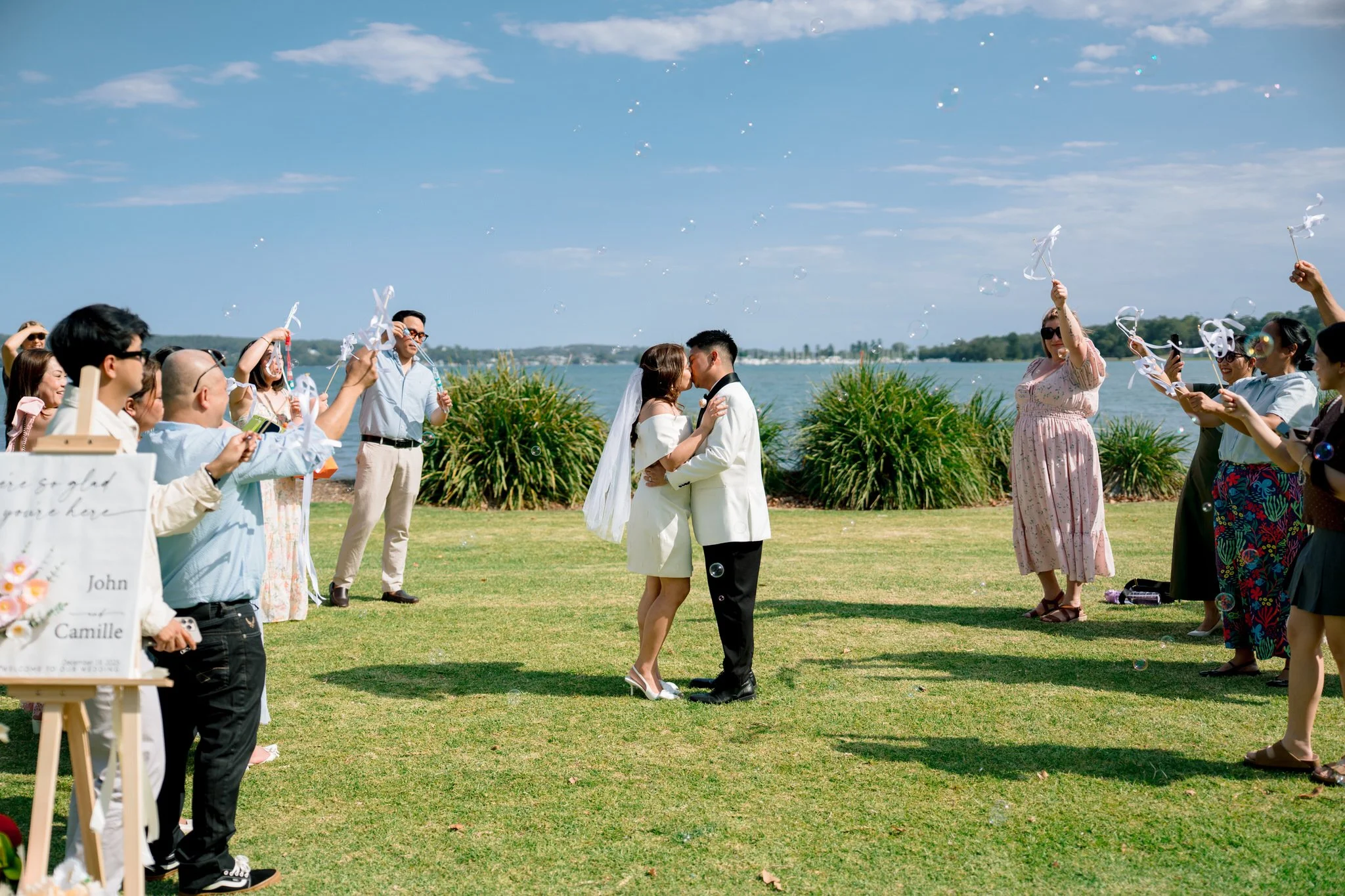 Speers Point Park Wedding Bubble Exit