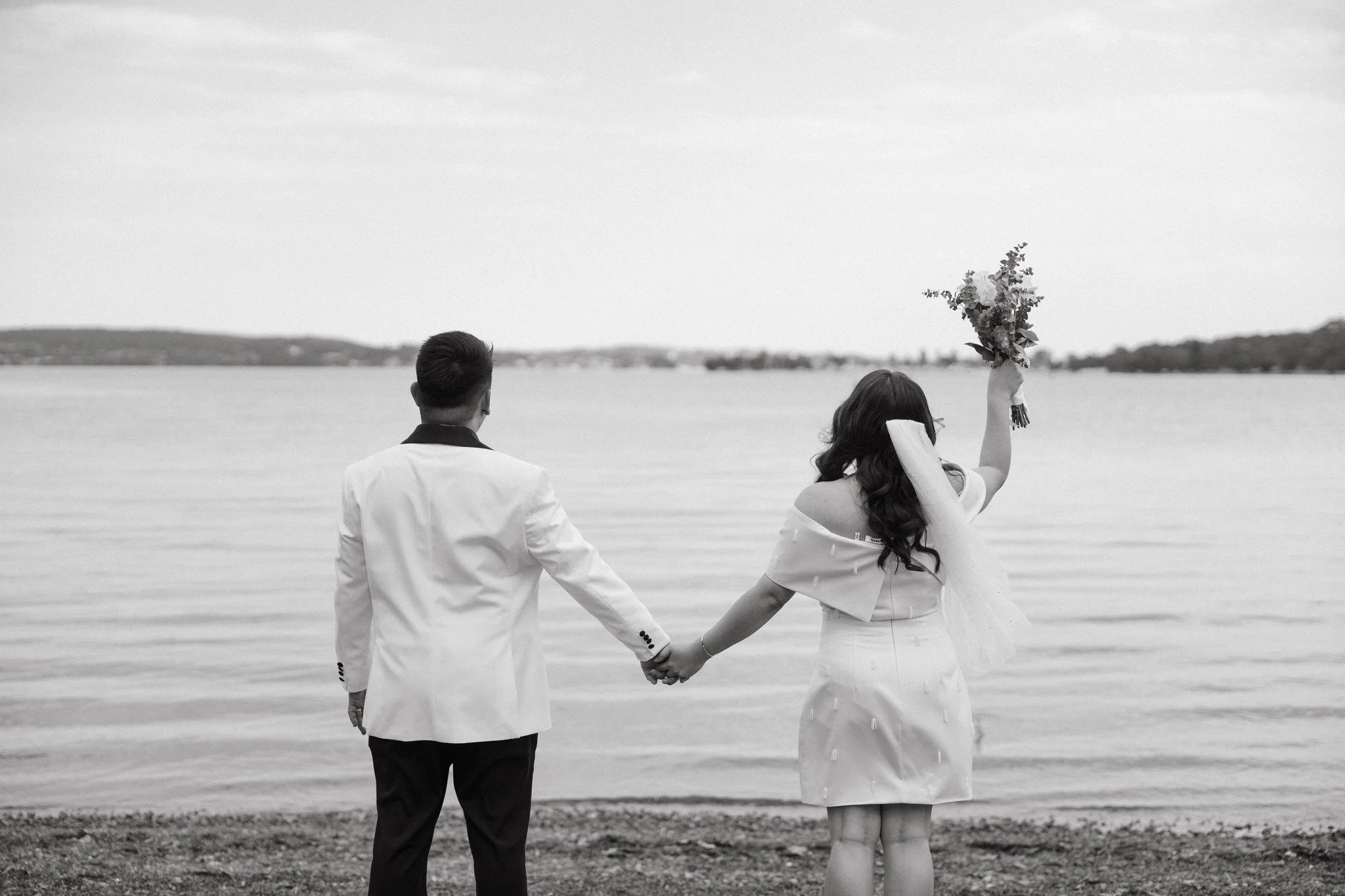 Speers Point Park Black and White Wedding Portrait