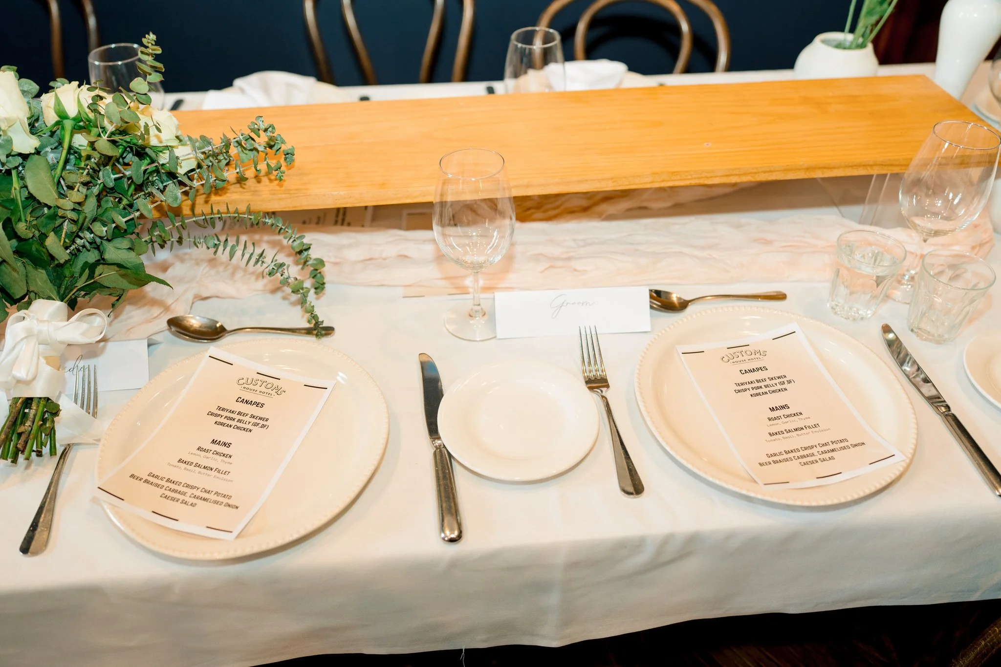 Customs House Hotel wedding table styling