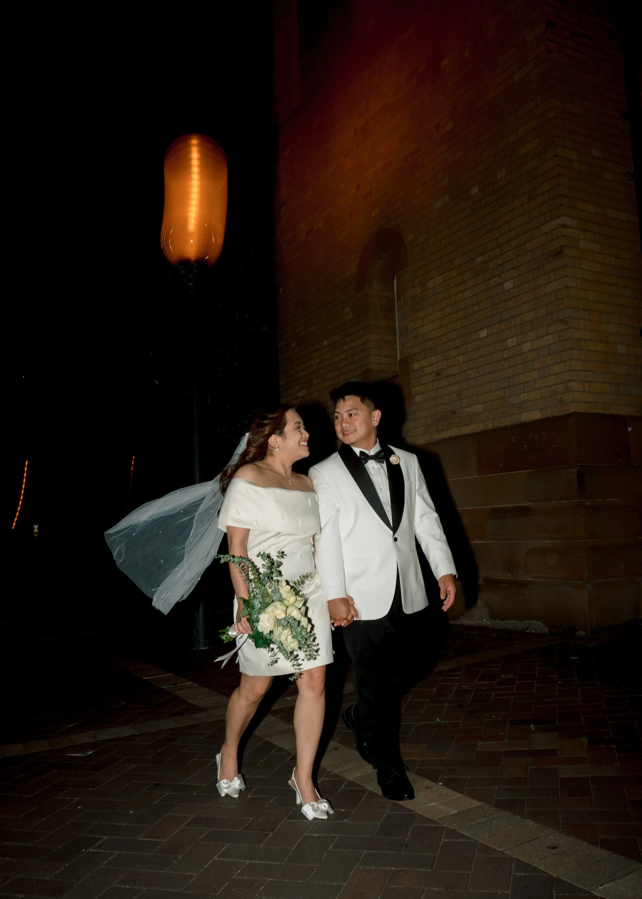 Customs House Hotel night wedding walk