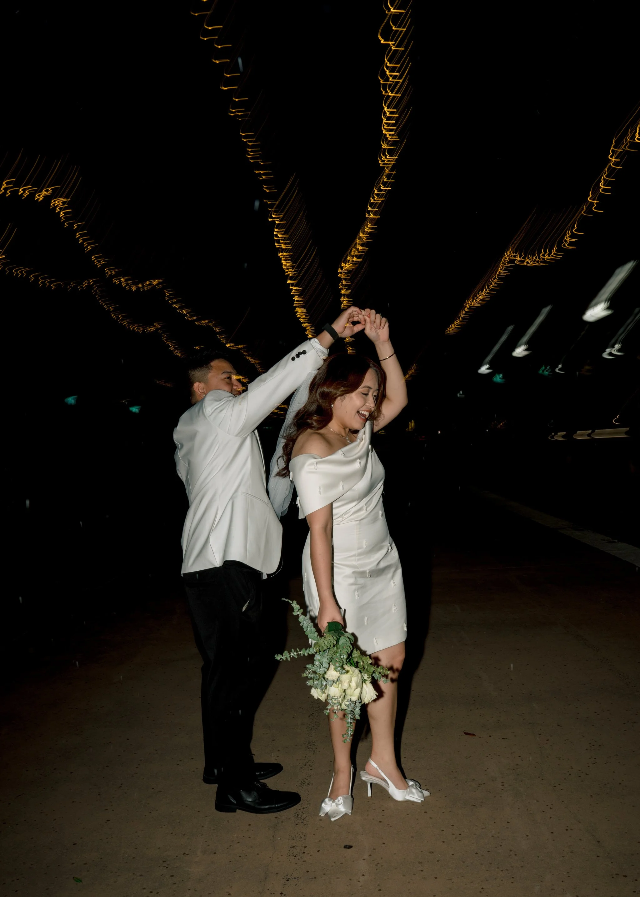 Newcastle creative night wedding portrait