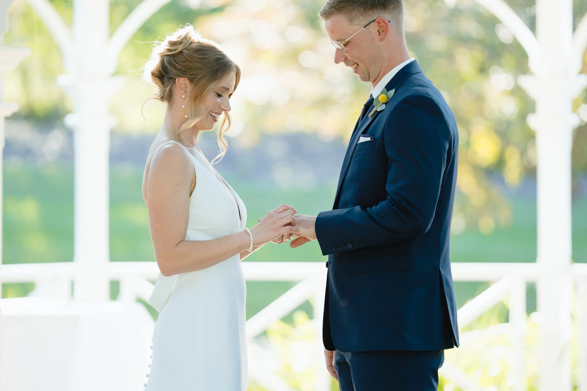 Ring exchange Hunter Valley Gardens gazebo ceremony