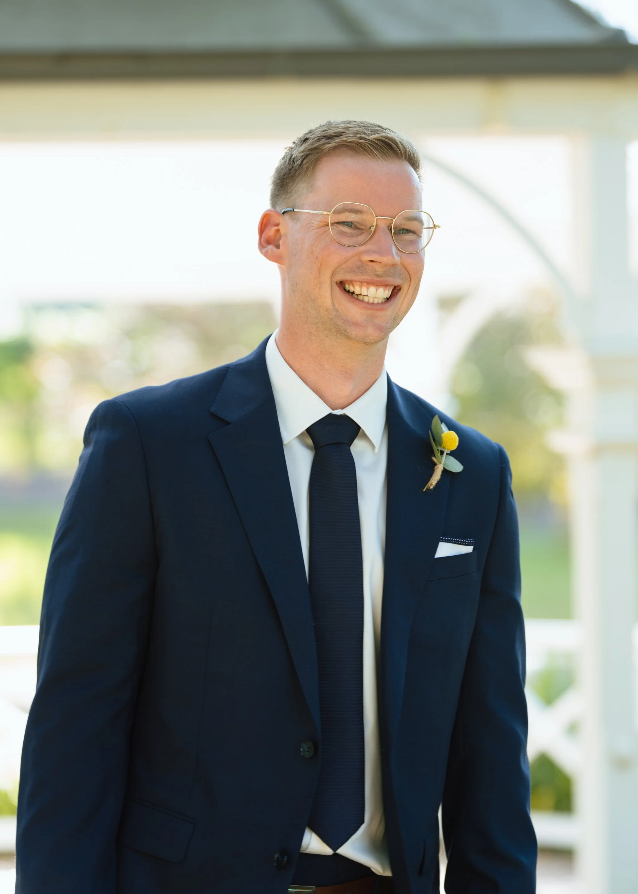 Groom portrait Hunter Valley Gardens wedding ceremony