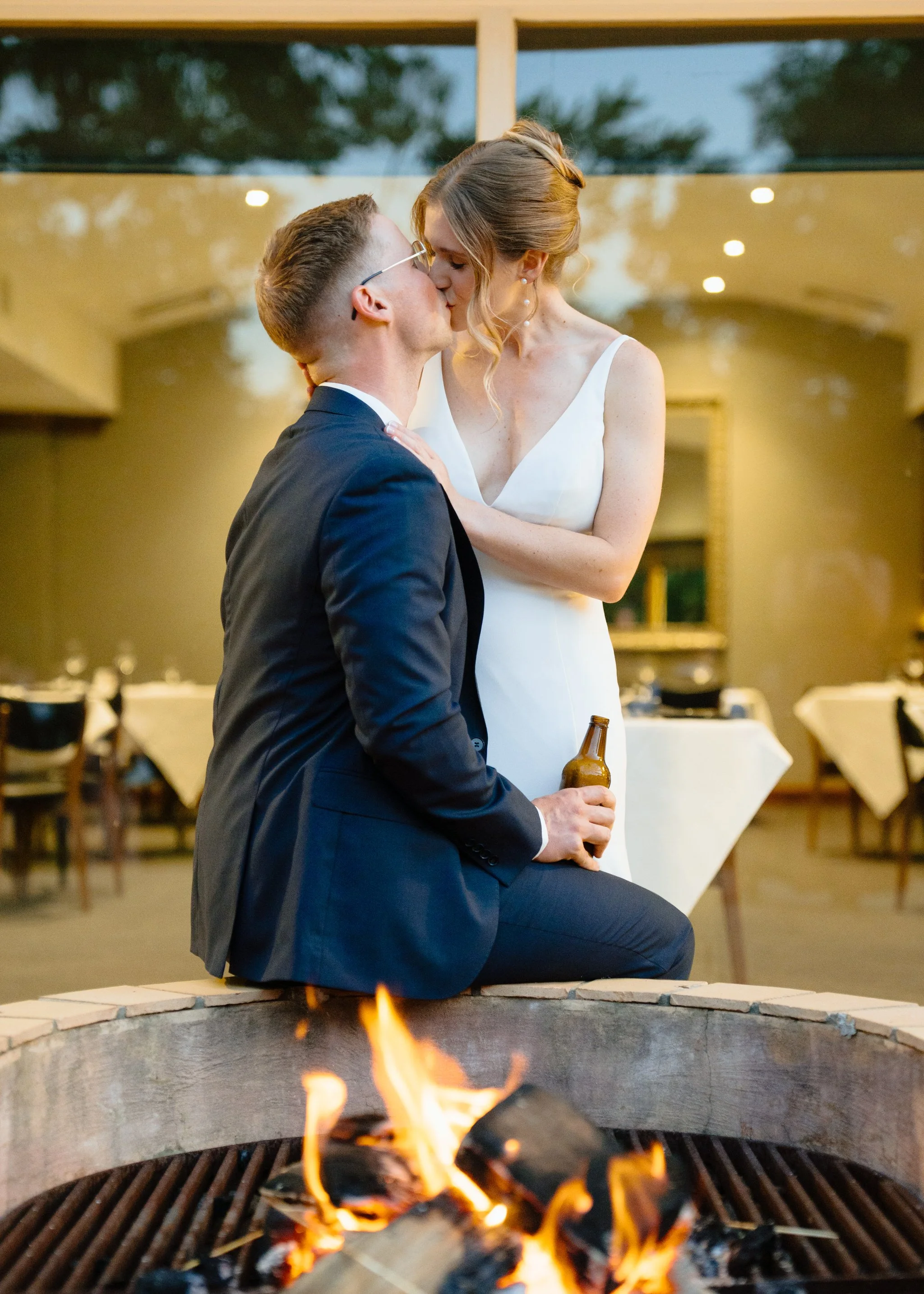 Fire Pit Kiss Hunter Valley Wedding