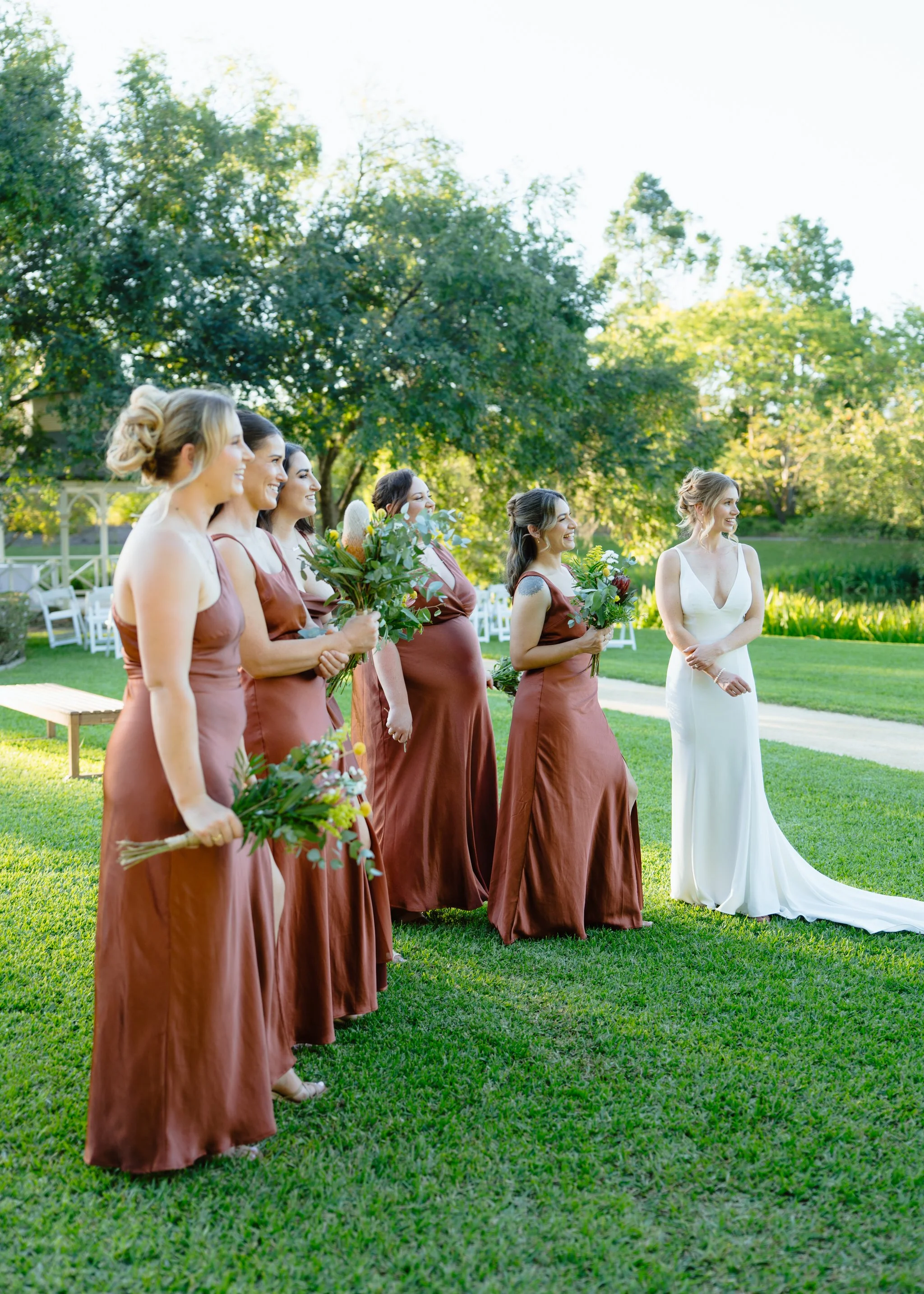 Bridesmaids Line Portrait Hunter Valley Gardens