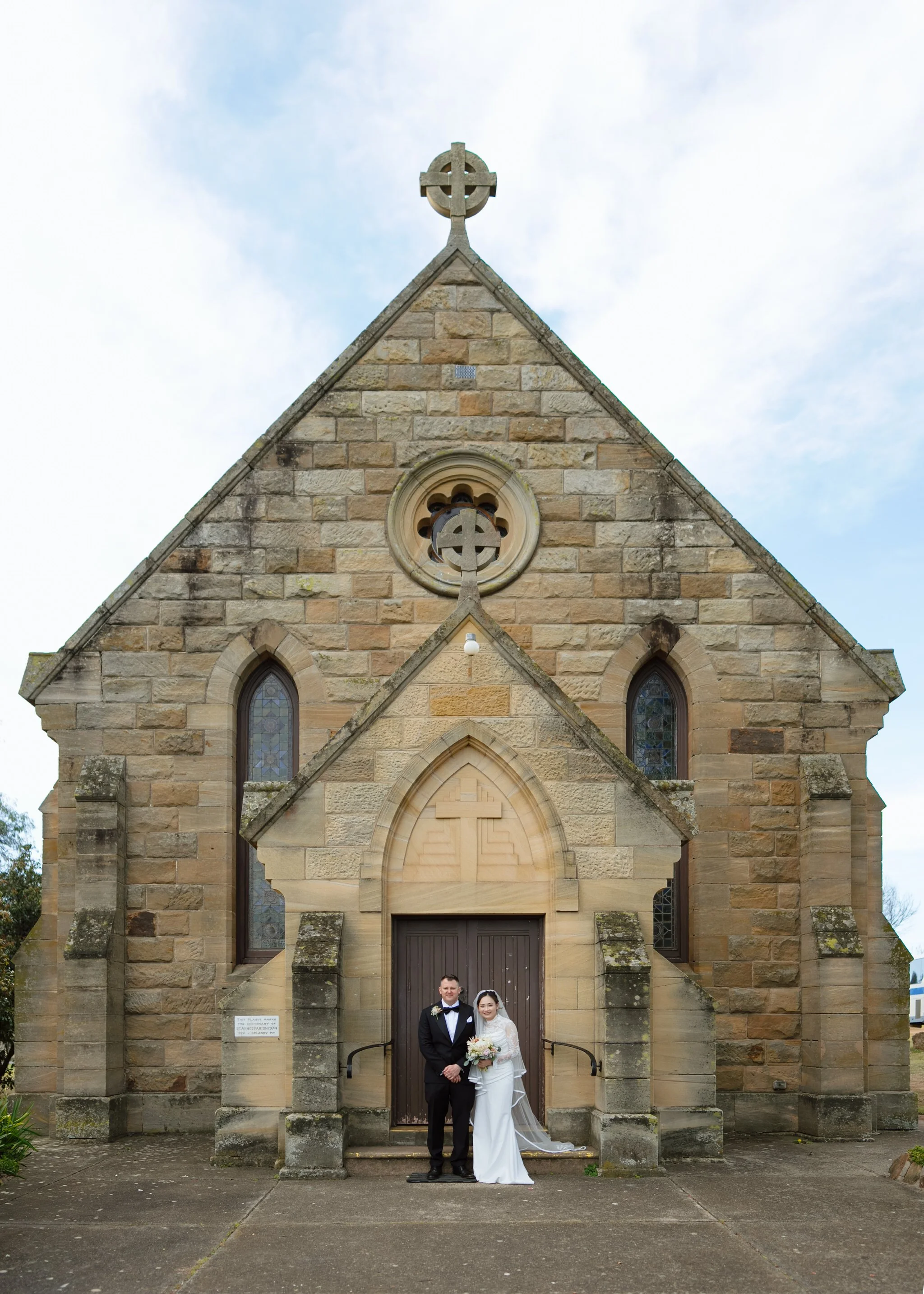 Wedding Couple Outside Merriwa Catholic Church