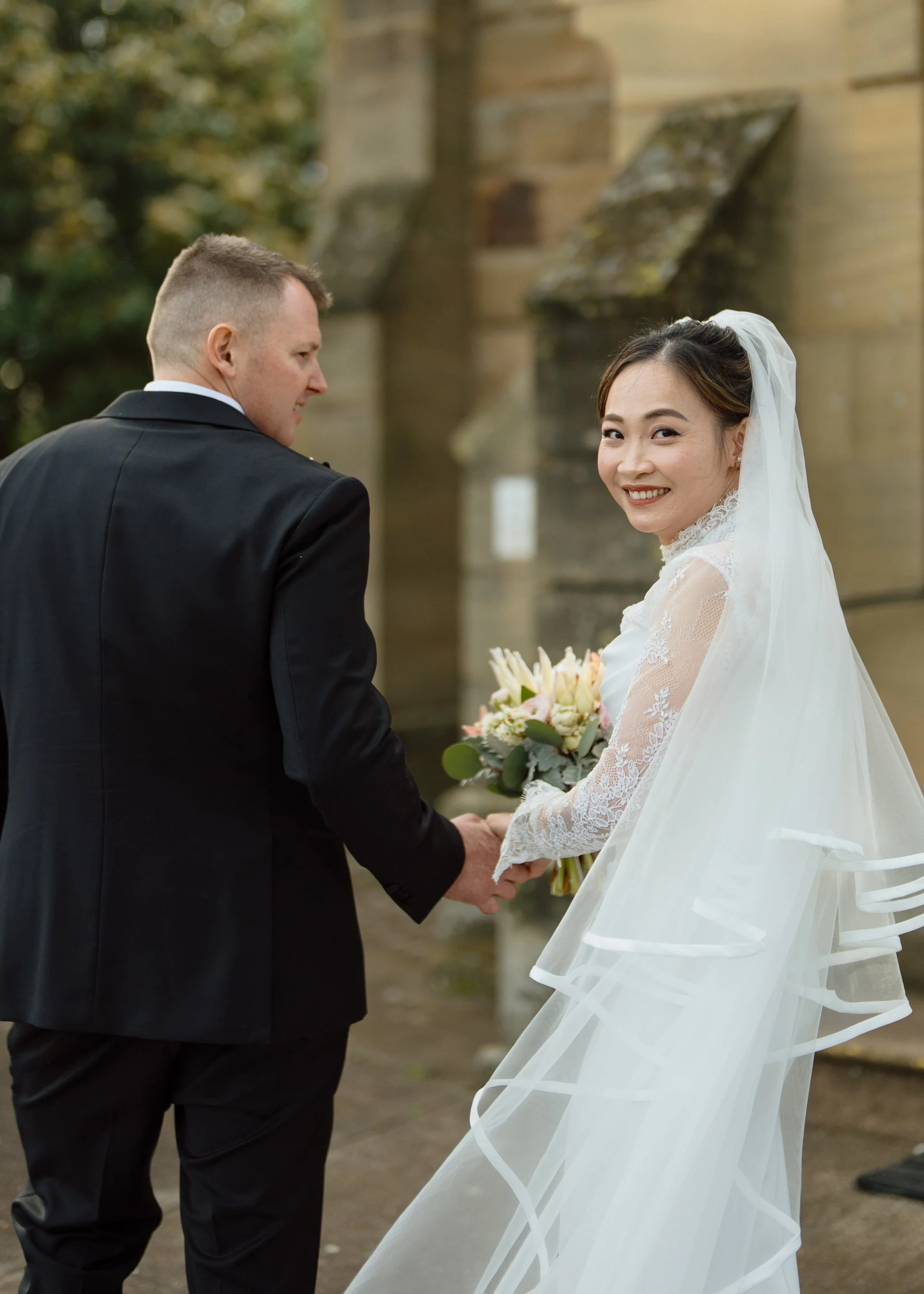 Bride Looking Back at Merriwa Catholic Church