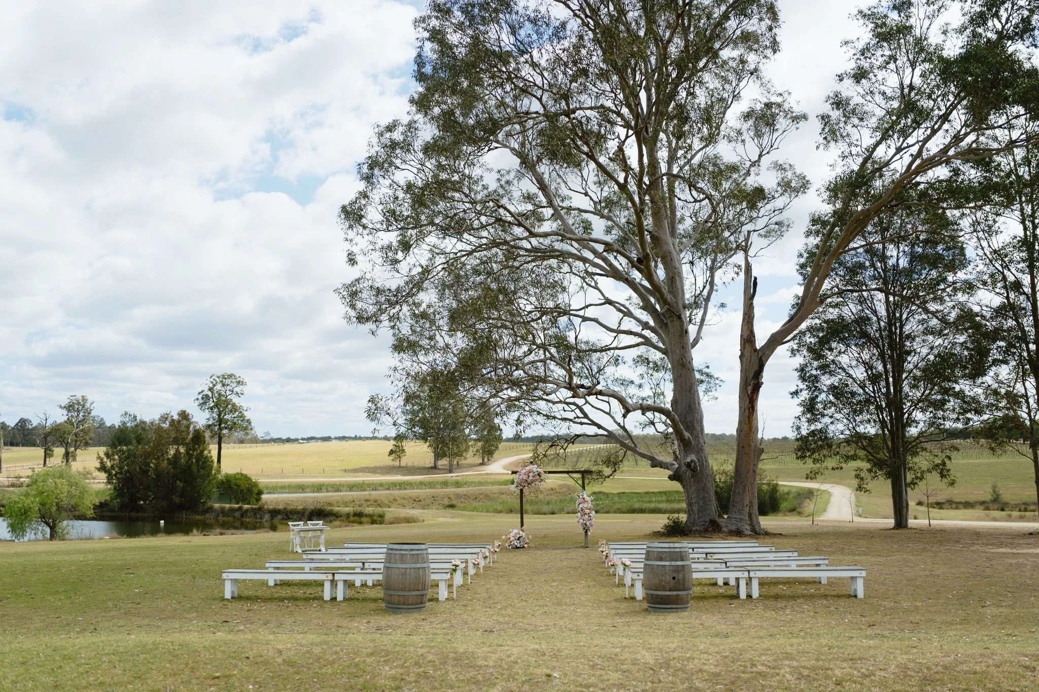 Outdoor Ceremony Setup at Squire's Vineyard