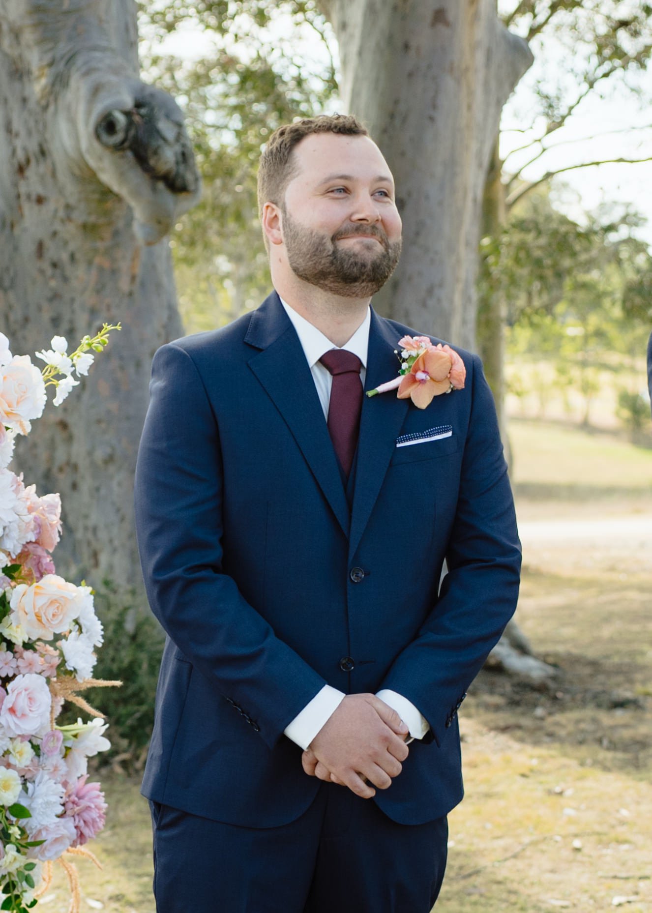 Groom Waiting at Squire's Vineyard