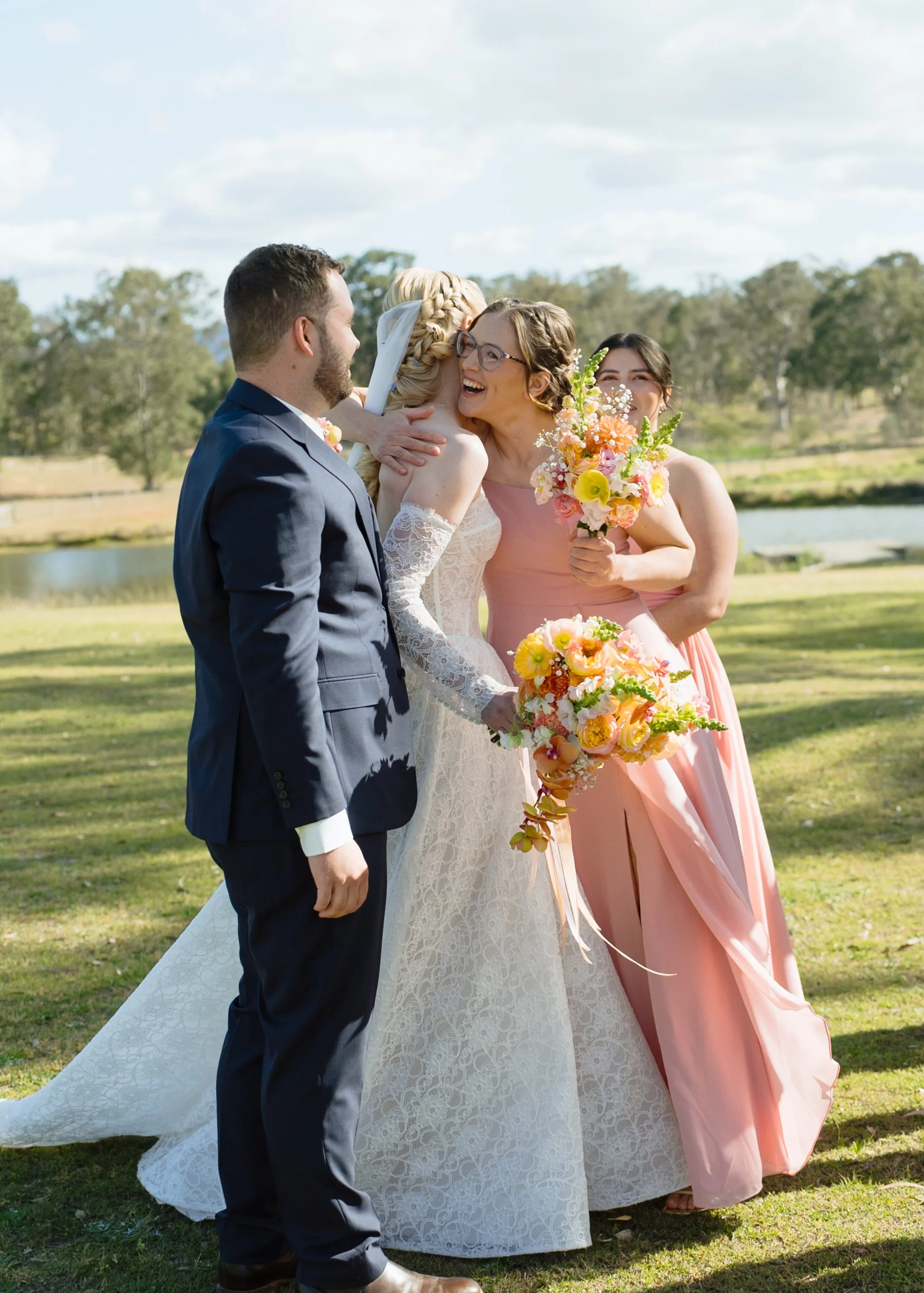 A Bridesmaid's Hug After the Ceremony