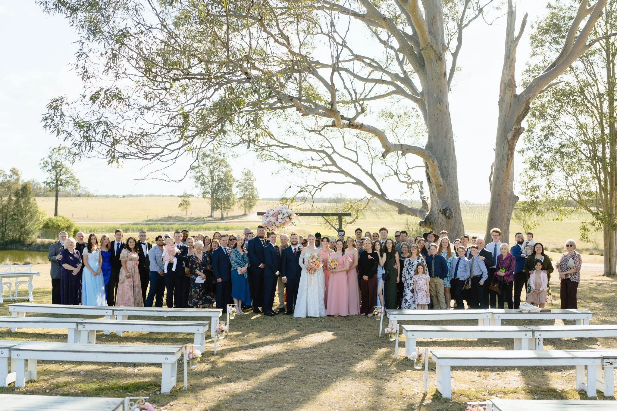 Wedding Guest Group Photo at Squire's Vineyard