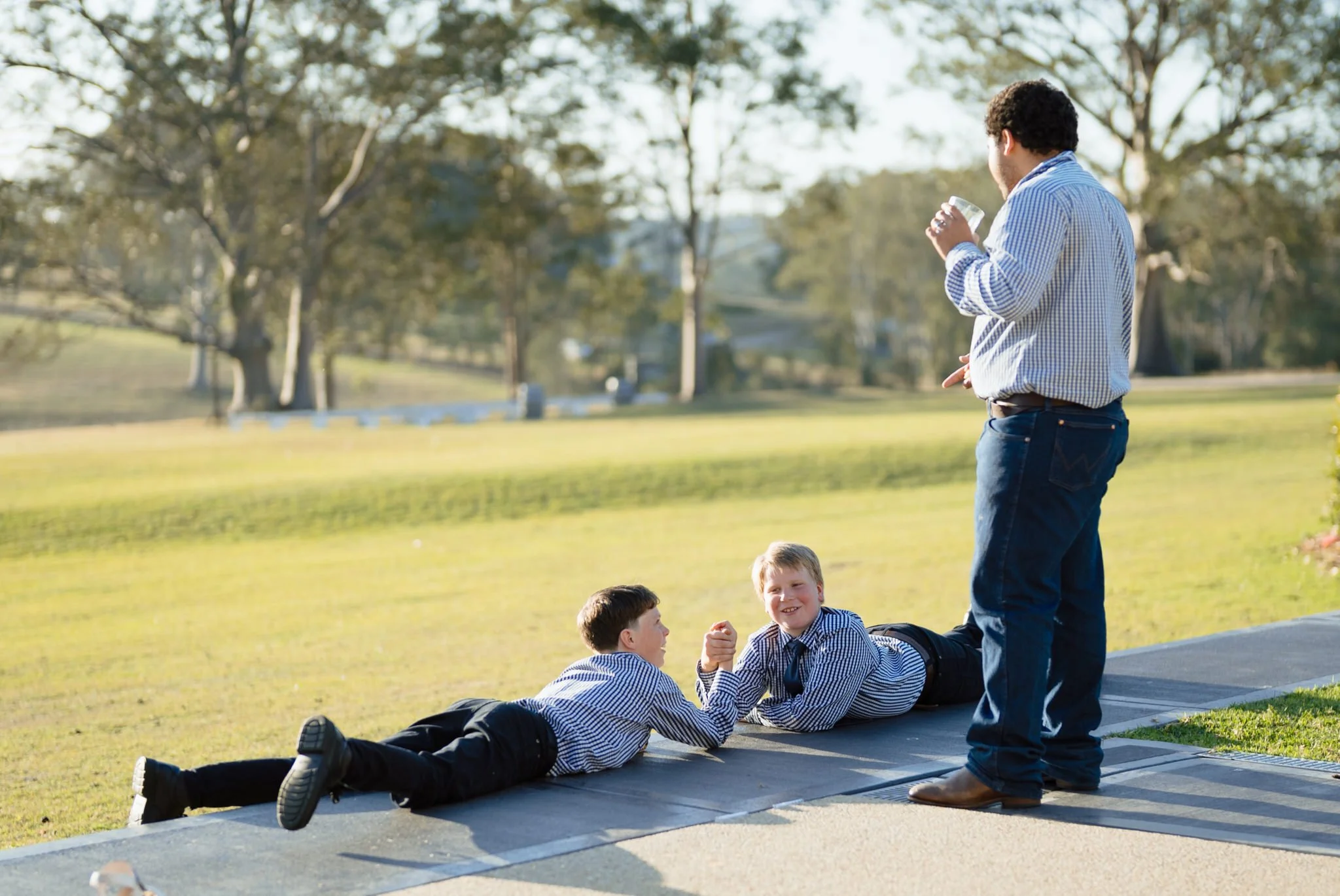 Playful Moment During the Lawn Party