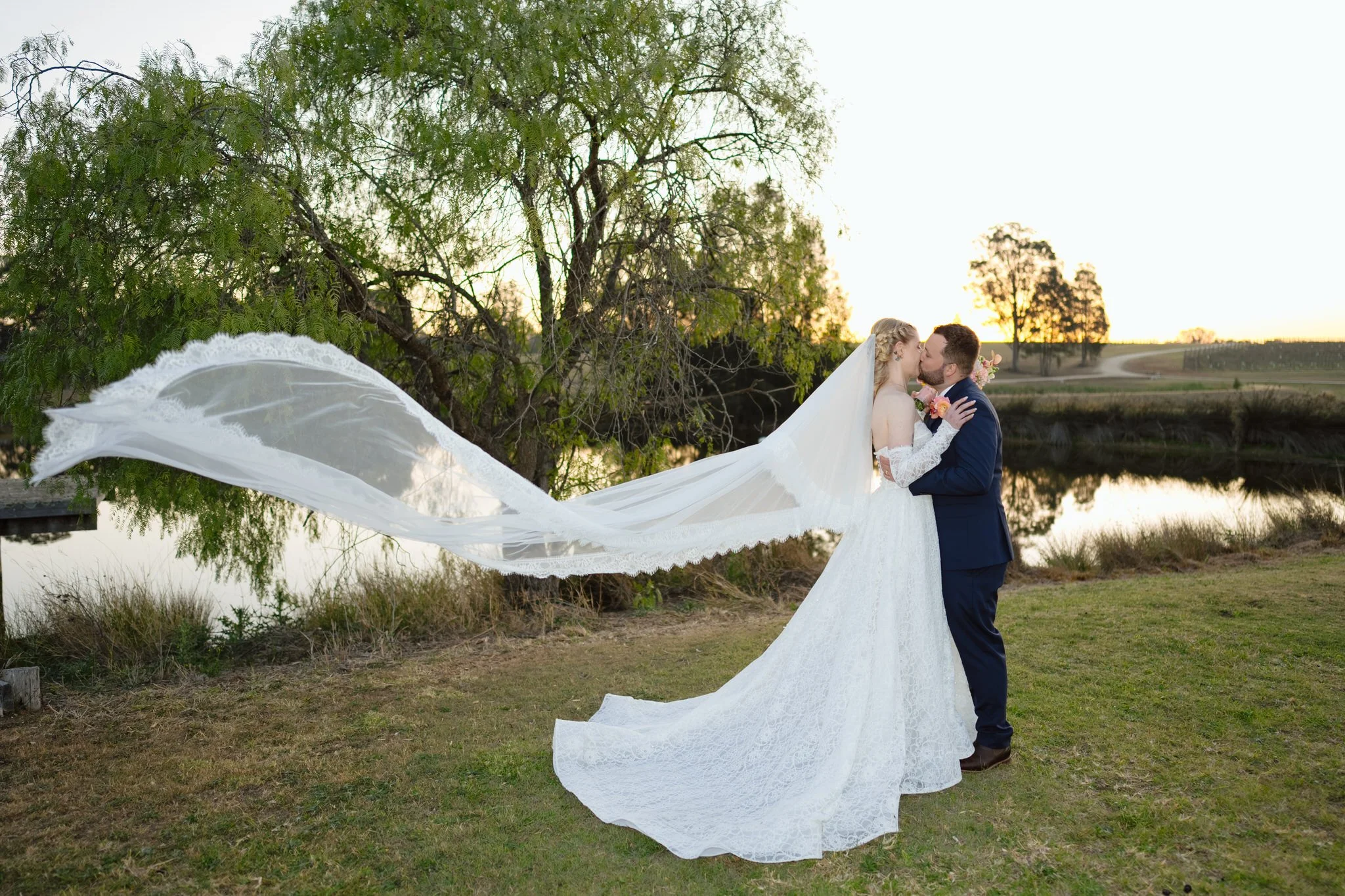 Flowing Bridal Veil Beside the Water